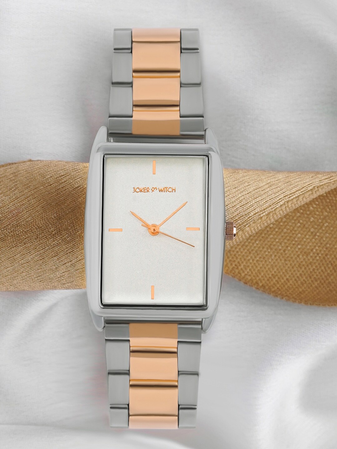 

JOKER & WITCH Women White Embellished Dial & Multicoloured Stainless Steel Bracelet Style Straps Analogue Watch, Grey