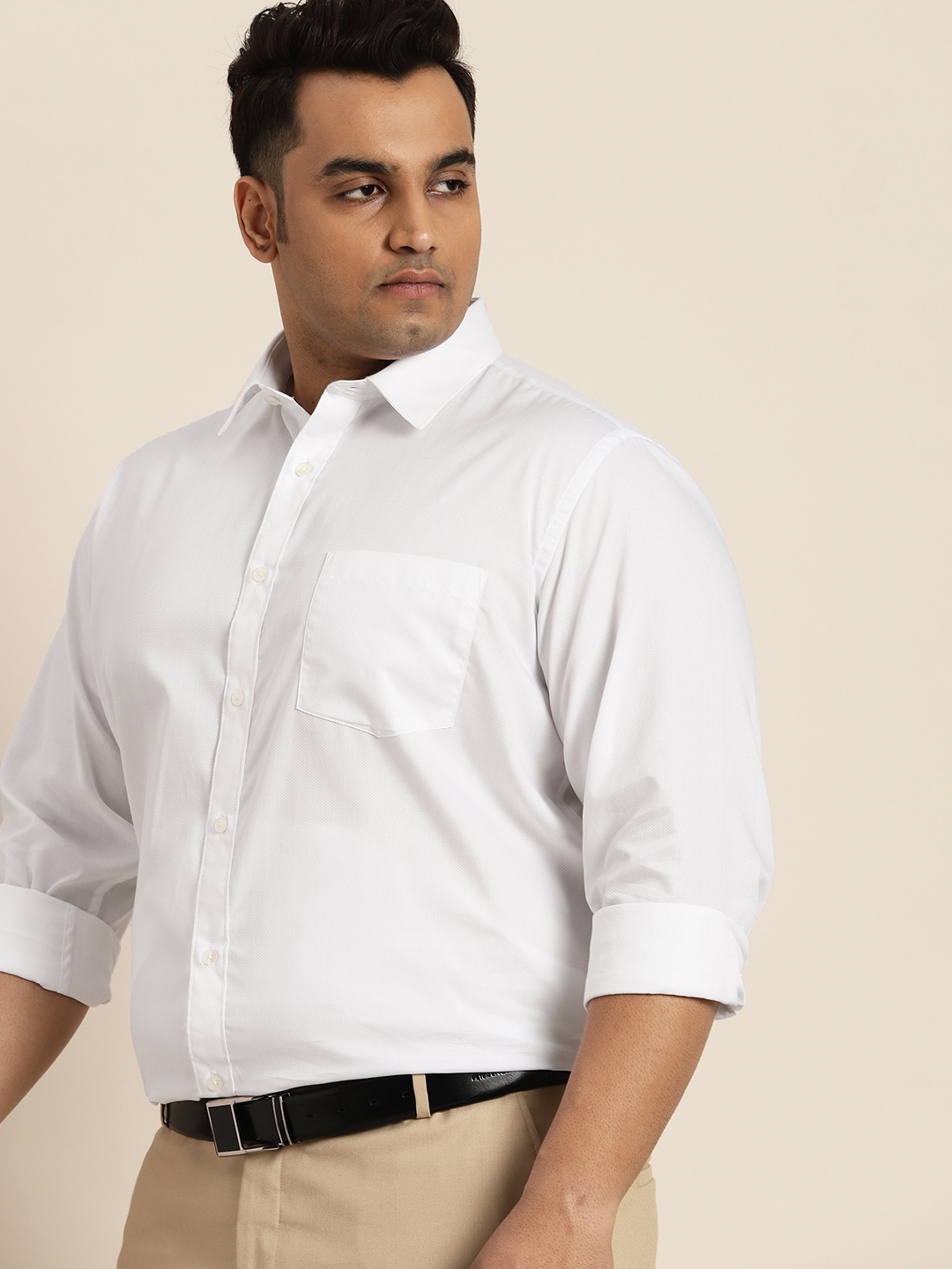 

Sztori Men Plus Size Solid Formal Shirt, White