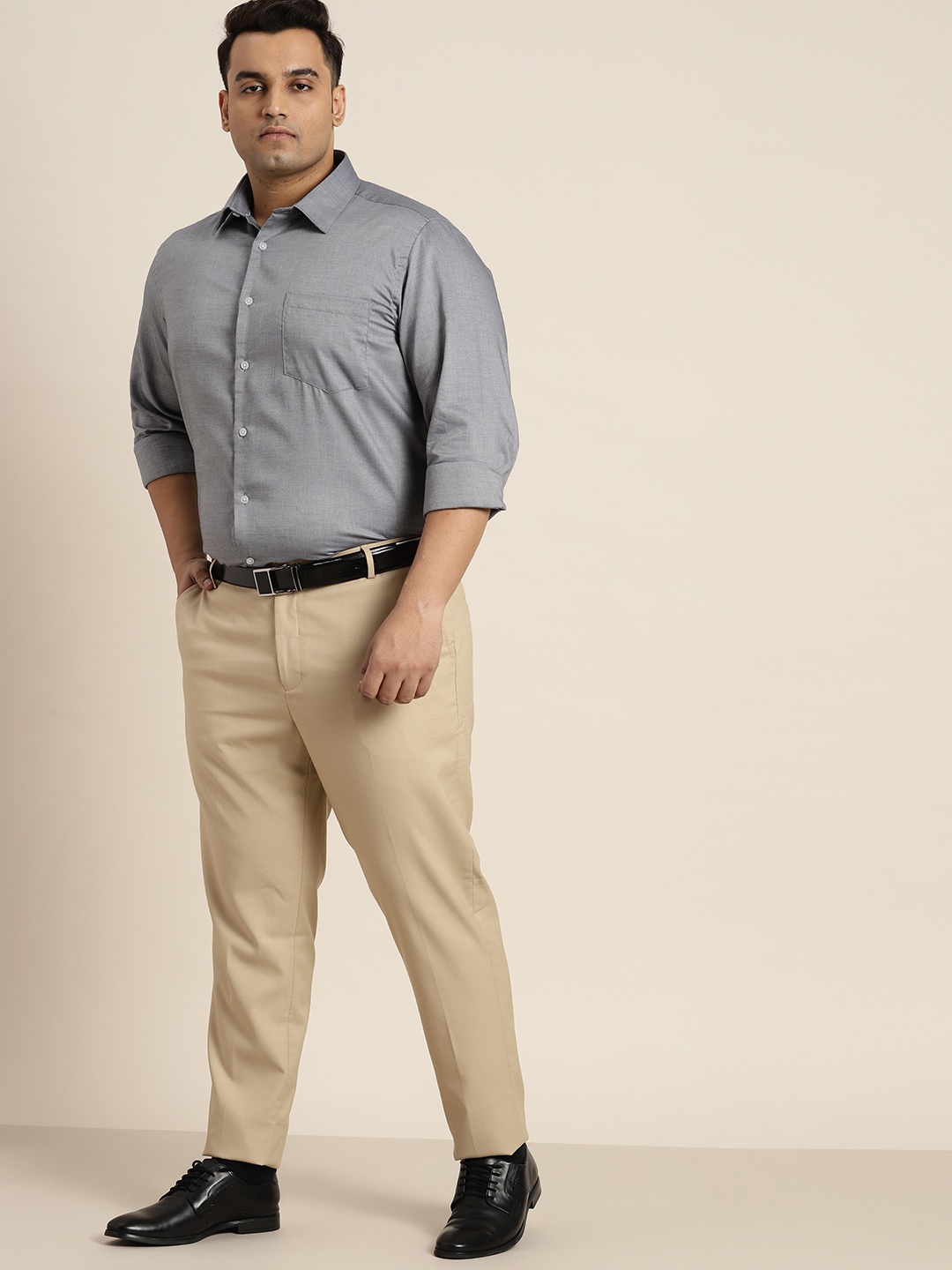 

Sztori Men Plus Size Pure Cotton Solid Formal Shirt, Grey