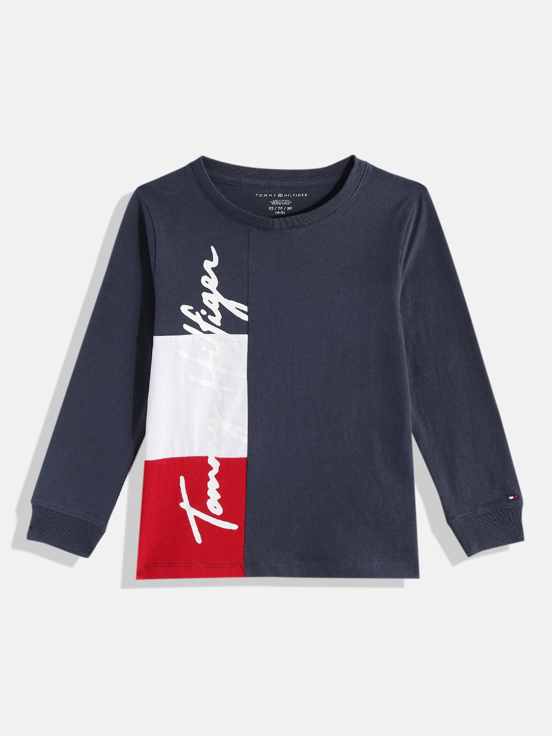 

Tommy Hilfiger Boys Brand Logo Printed Pure Cotton T-shirt, Navy blue