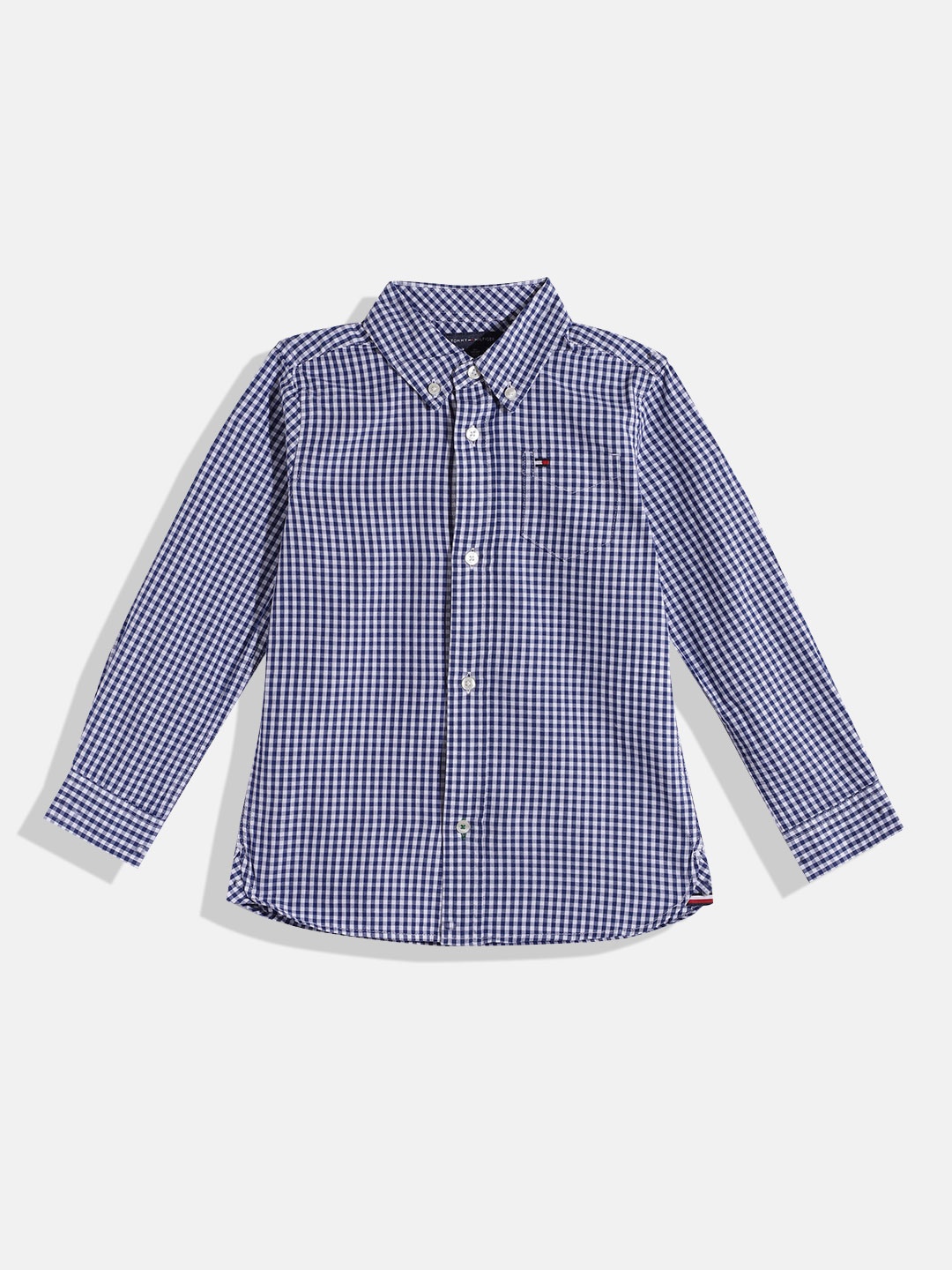 

Tommy Hilfiger Boys Pure Cotton Micro Checks Opaque Checked Casual Shirt, Blue
