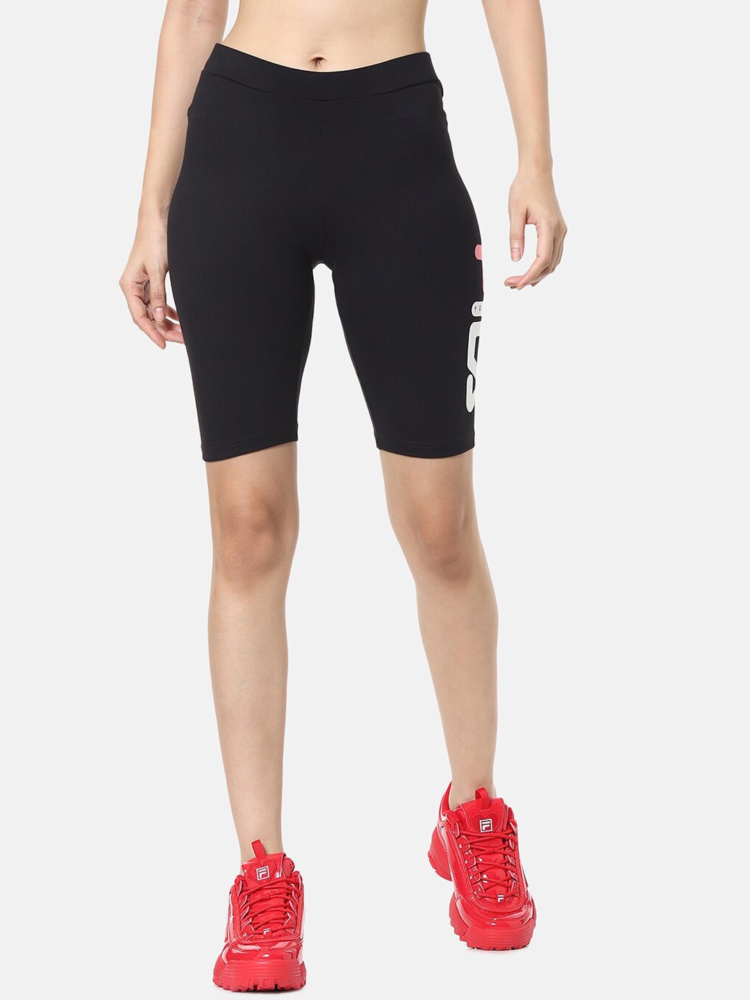 

FILA Women Black Above Knee Sports Shorts