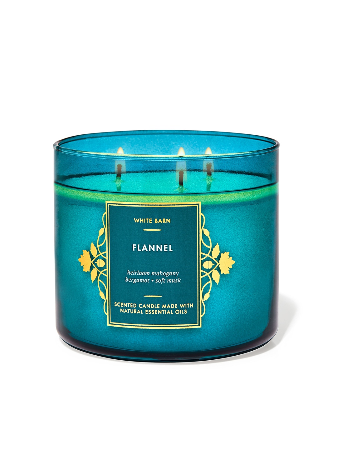 

Bath & Body Works White Barn Flannel 3-Wick Scented Candle with Essential Oils - 411g, Blue