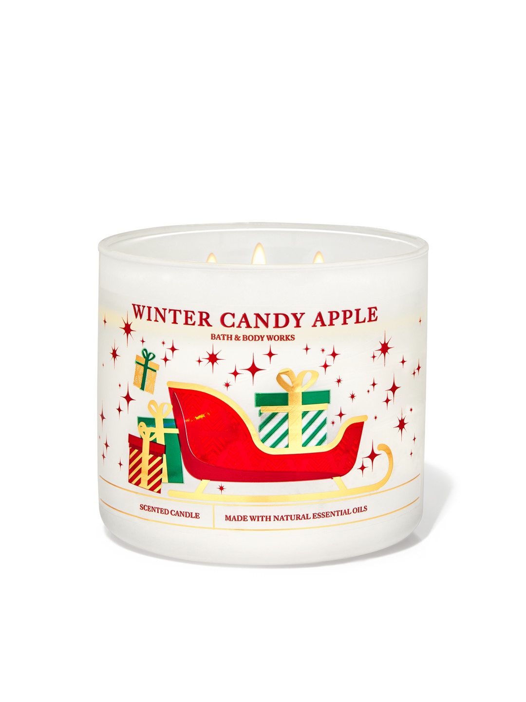 

Bath & Body Works Winter Candy Apple 3-Wick Scented Candle with Essential Oils 411 g, White