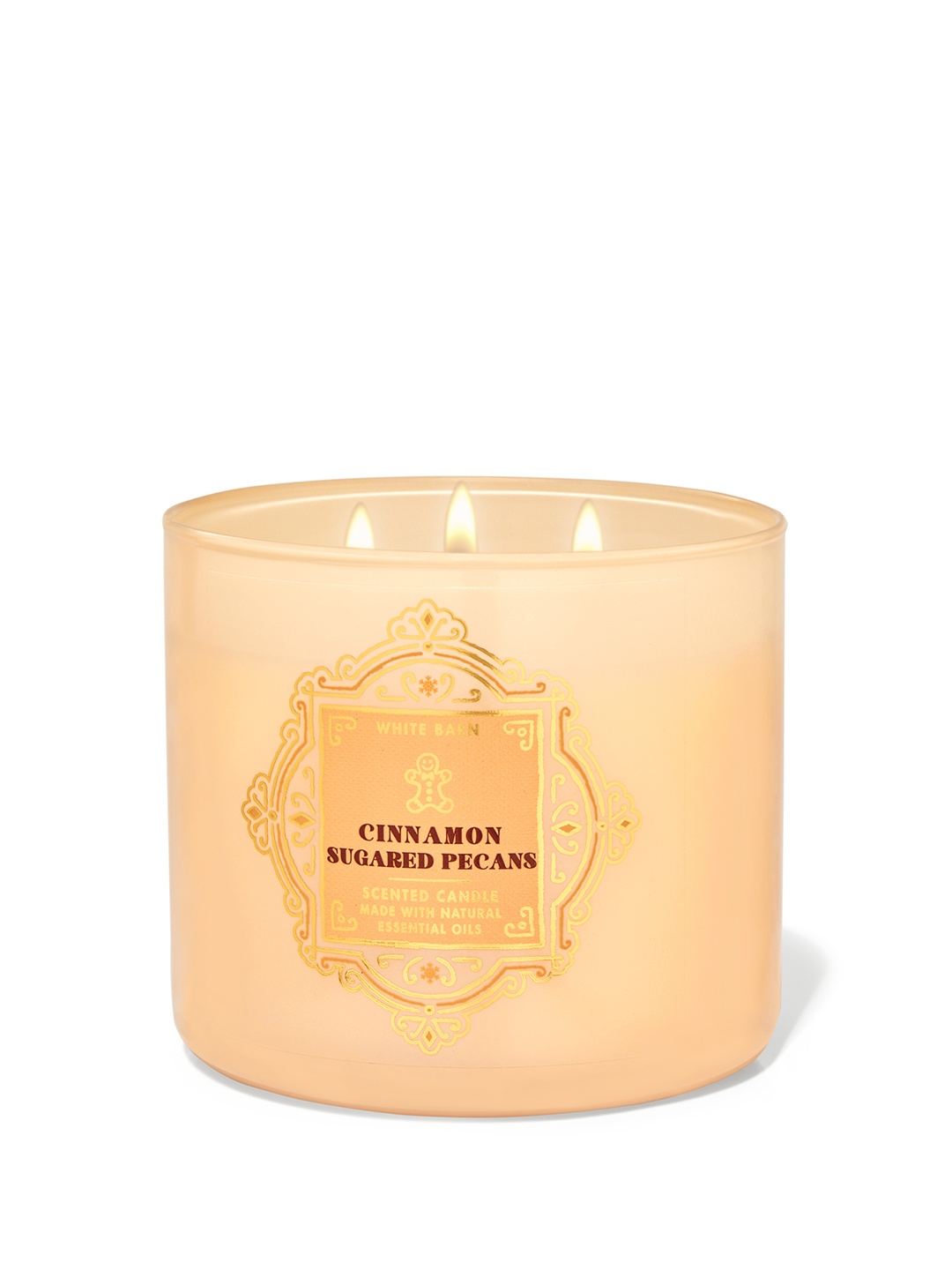 

Bath & Body Works Cinnamon Sugared Pecans 3-Wick Scented Candle with Essential Oils - 411g, Beige