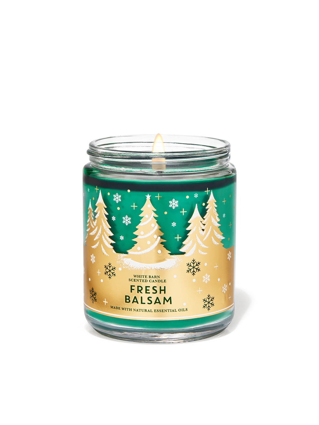 

Bath & Body Works Fresh Balsam Single Wick Scented Candle with Essential Oils 198 g, Green