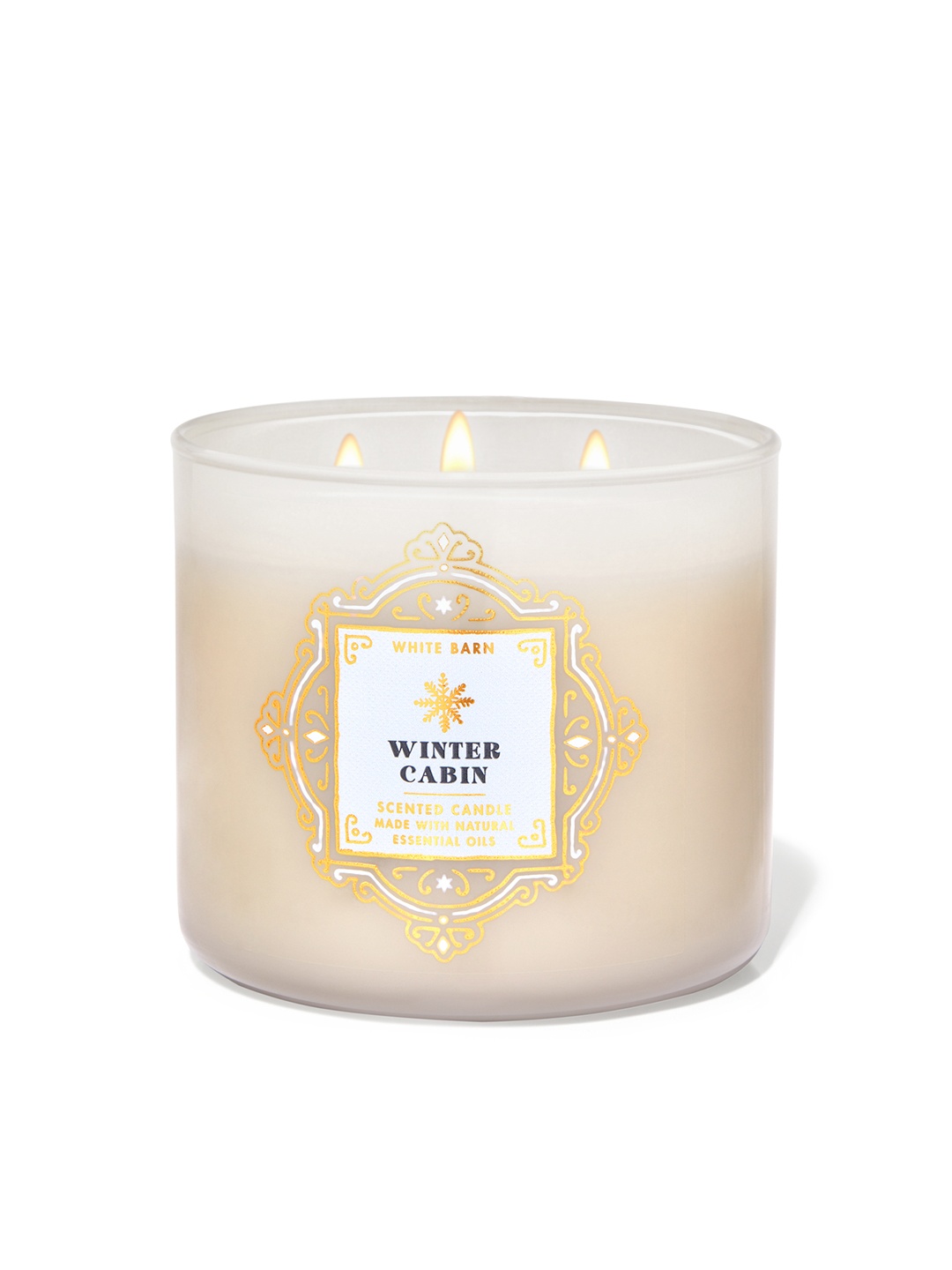 

Bath & Body Works White Barn Winter Cabin 3-Wick Scented Candle with Essential Oils - 411g, Cream