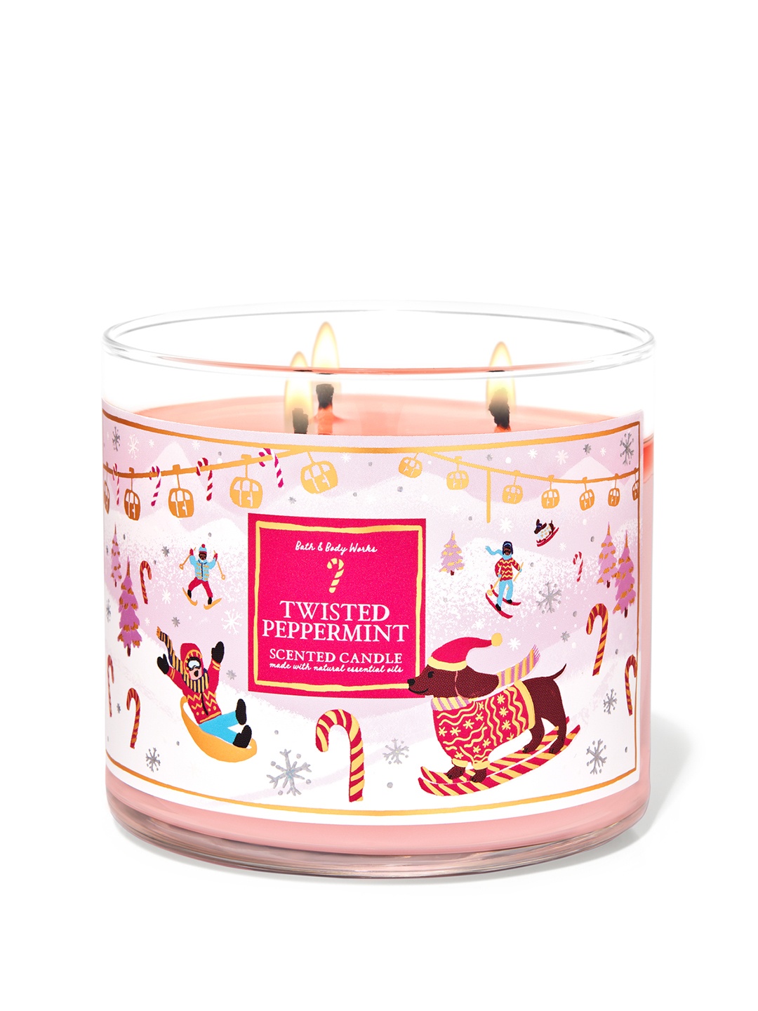 

Bath & Body Works Twisted Peppermint 3-Wick Scented Candle - 411 g, Pink