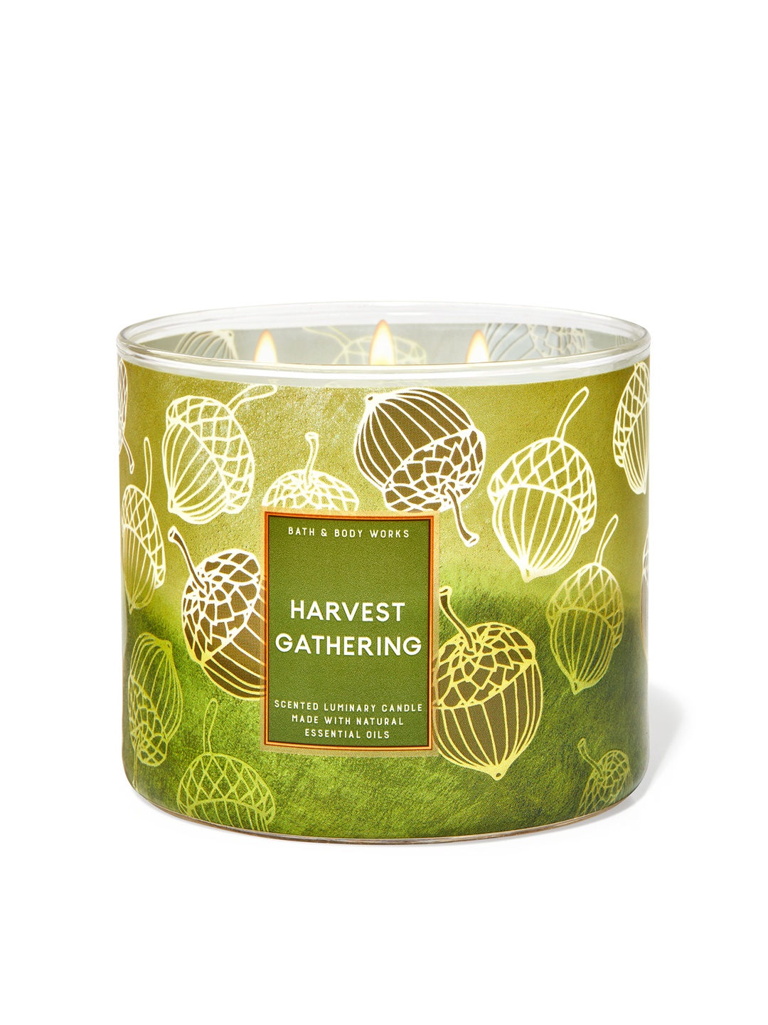 

Bath & Body Works Harvest Gathering 3-Wick Scented Candle with Essential Oils 411 g, Green