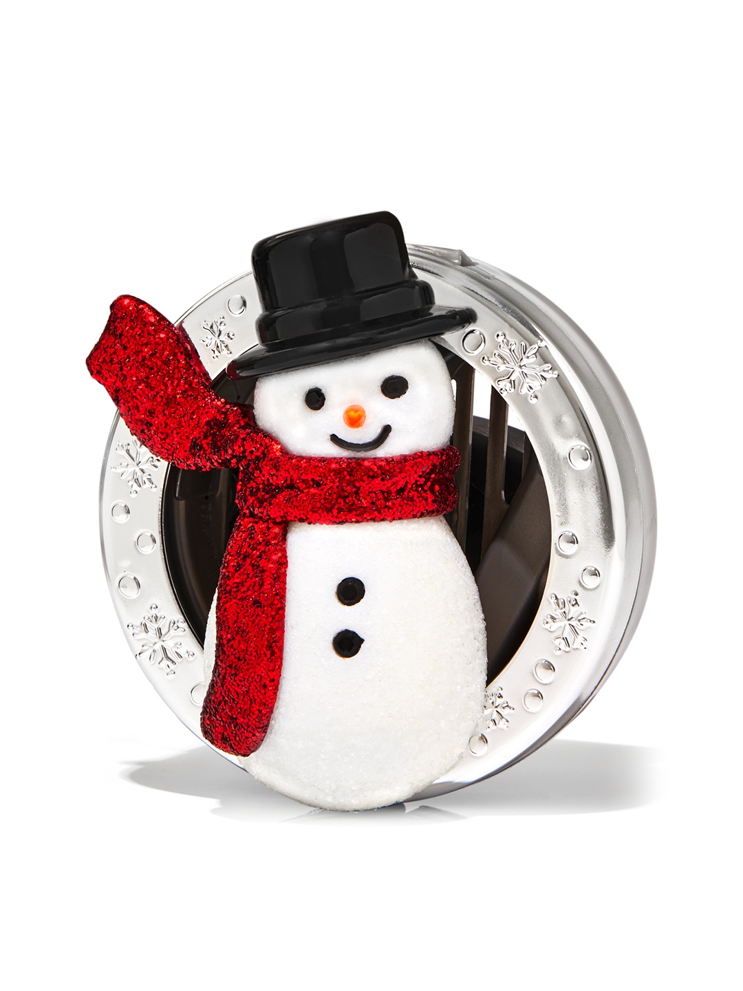 

Bath & Body Works Glitter Snowman Visor & Vent Clip Car Fragrance Holder - White