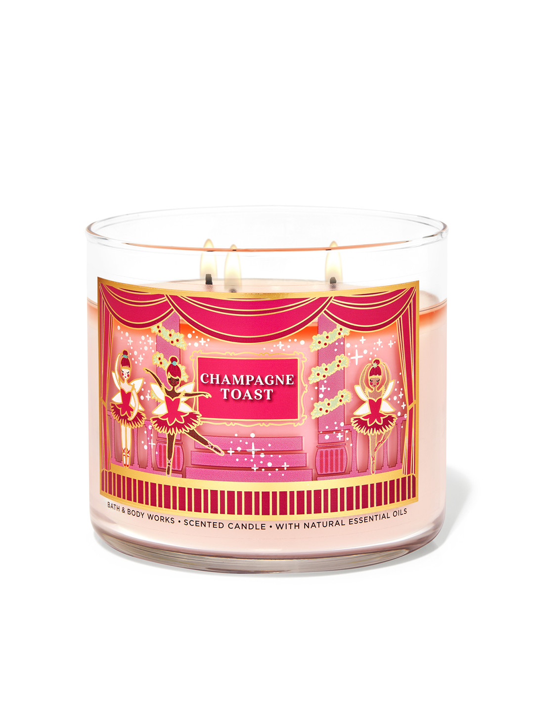 

Bath & Body Works Champagne Toast 3-Wick Scented Candle with Essential Oils 411 g, Coral
