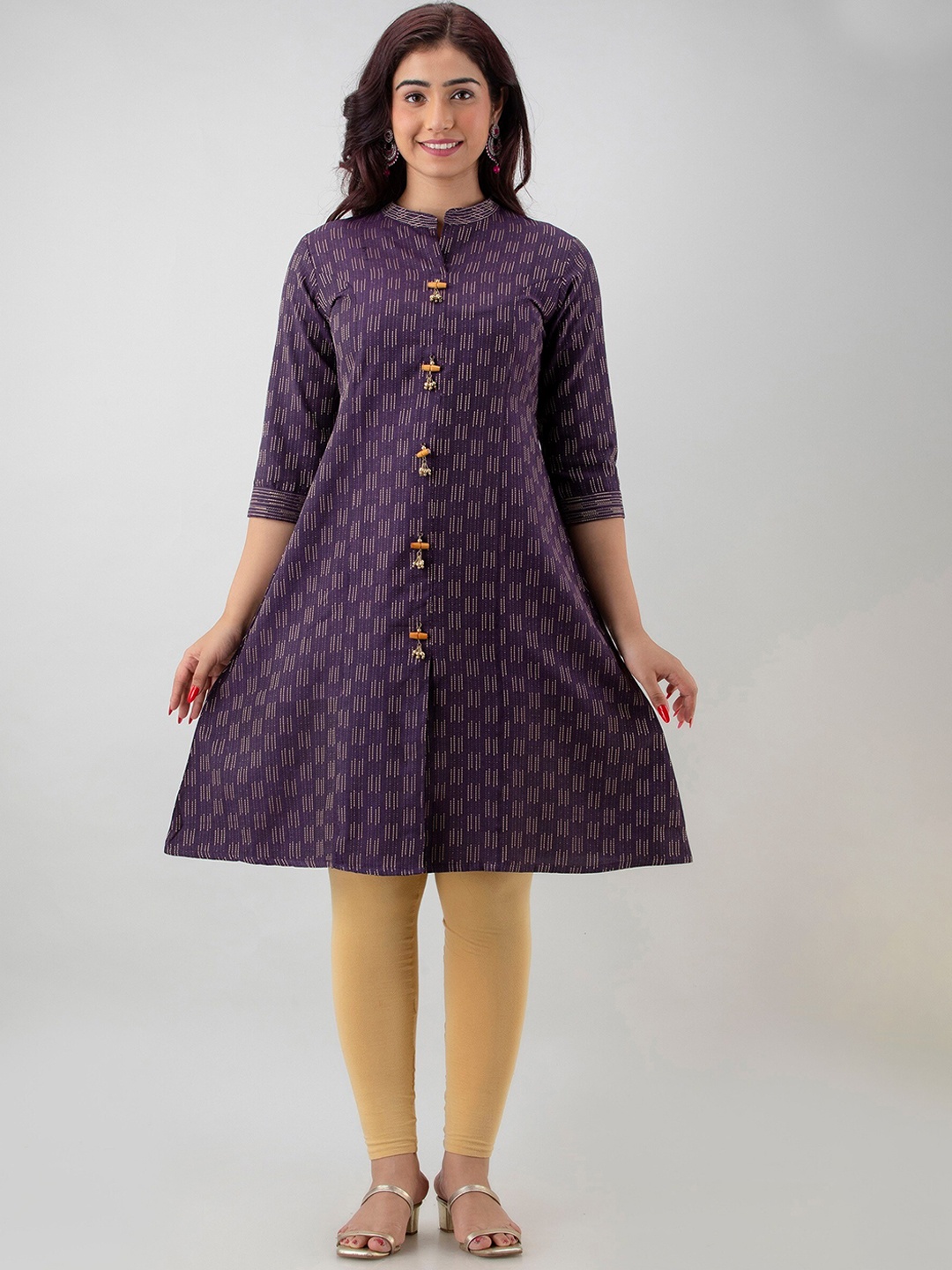 

CKM Striped A-Line Cotton Kurta, Purple