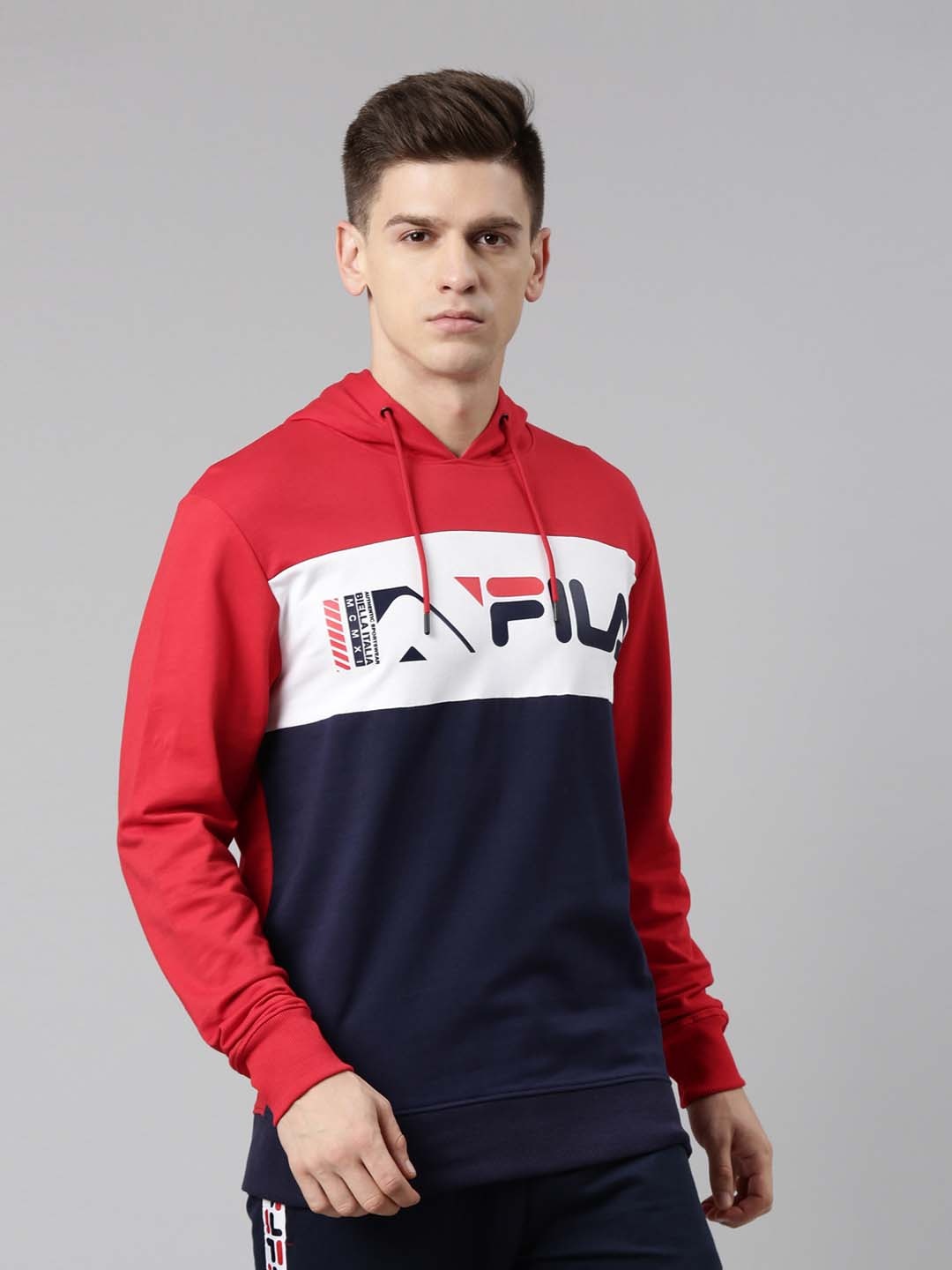 

FILA Men Red Printed Hooded Sweatshirt