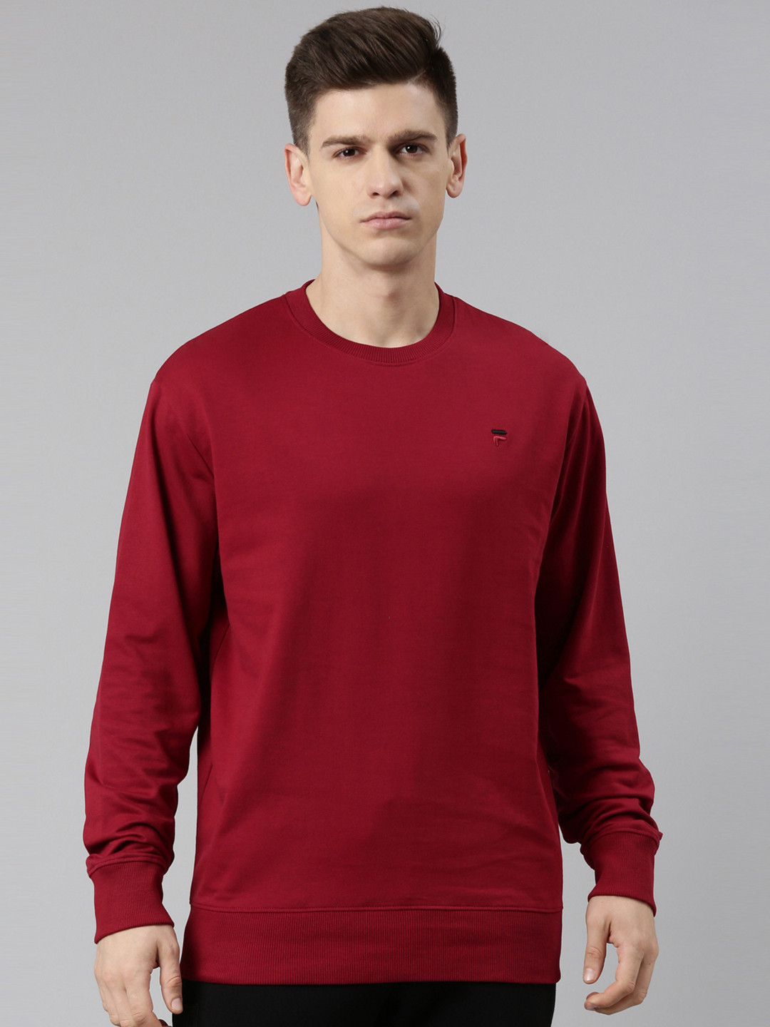 

FILA Men Red Pull Over Cotton Sweatshirt