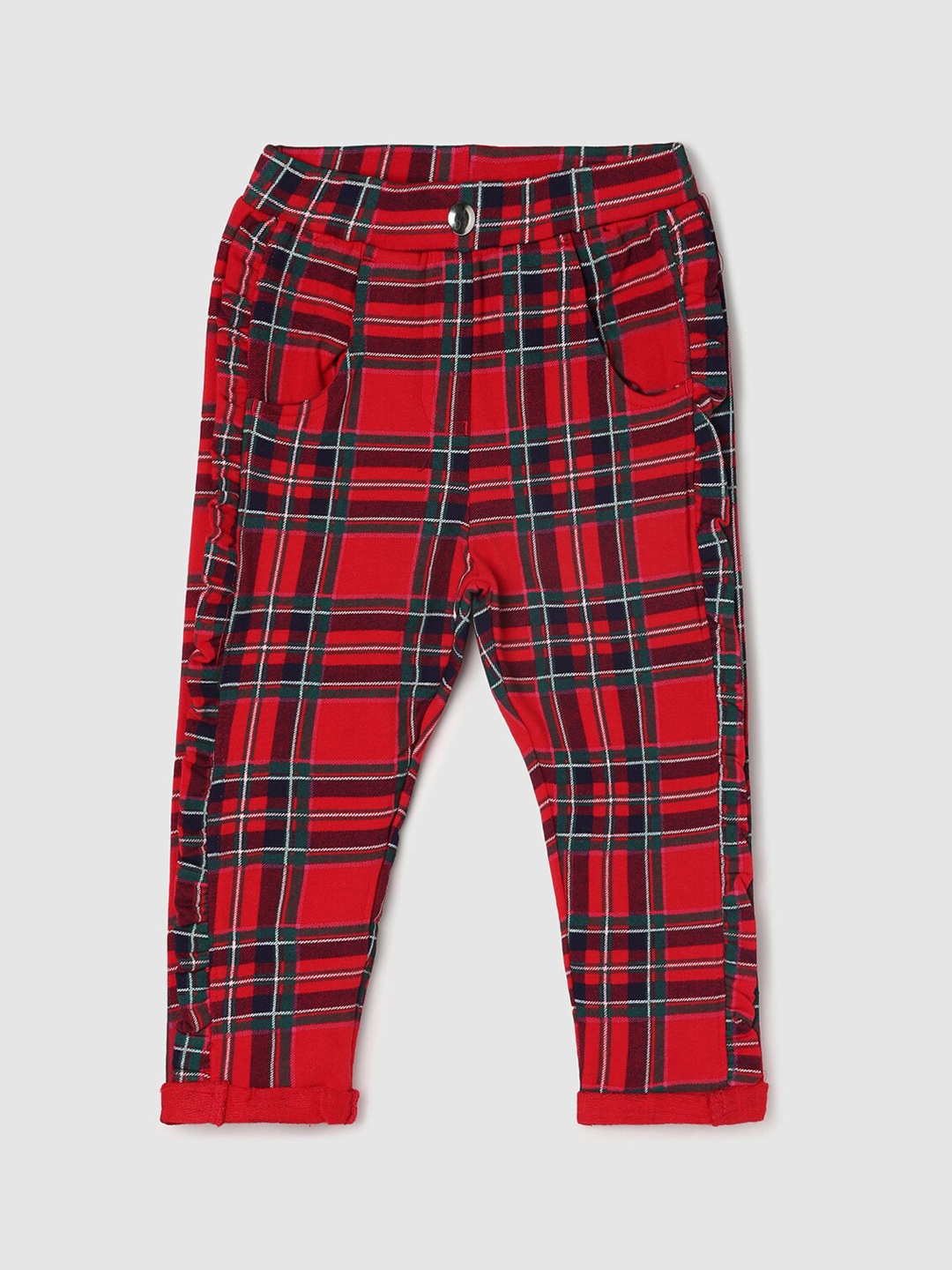 

max Girls Red Checked Trouser