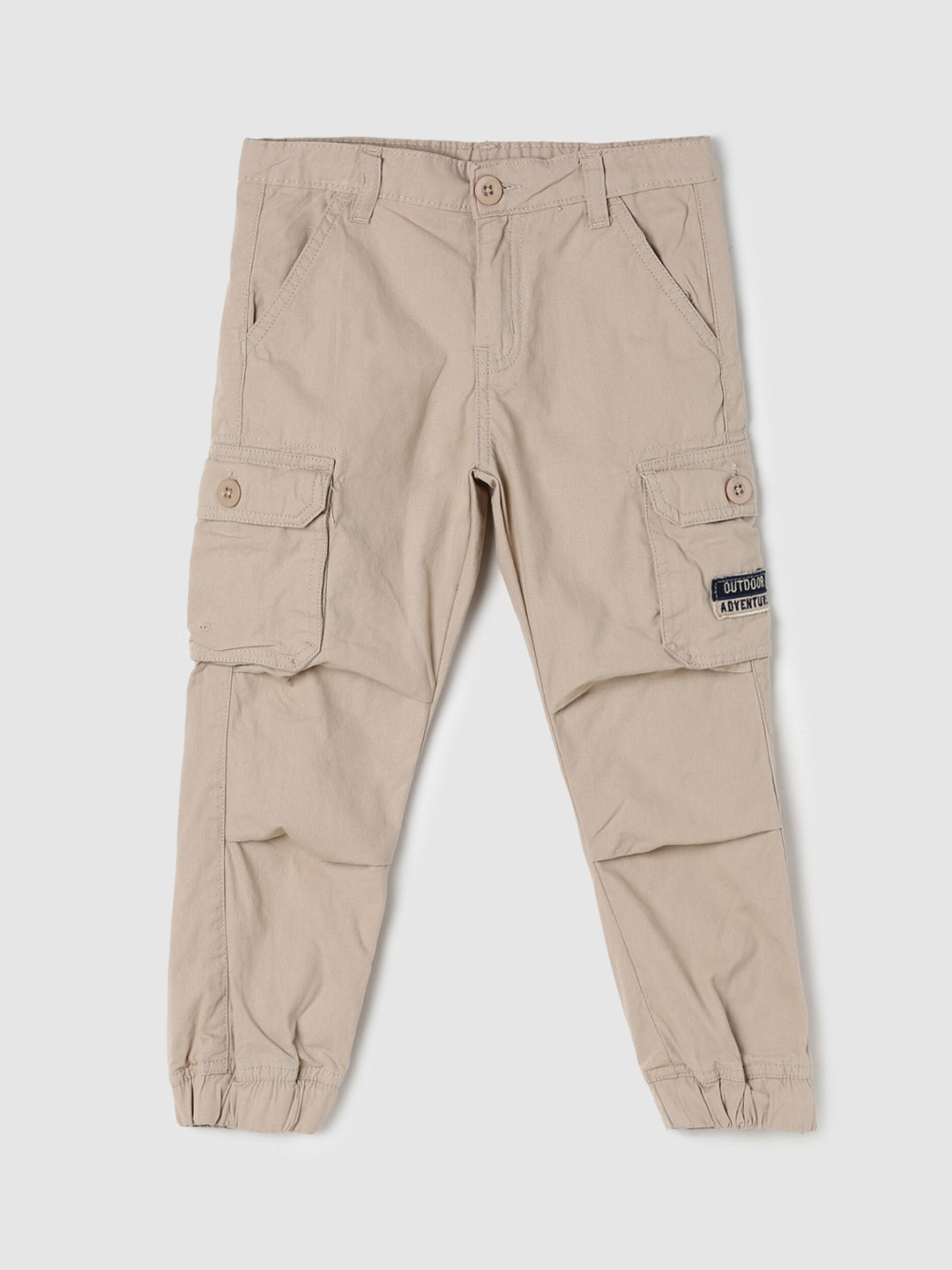 

max Boys Brown Solid Cotton Cargo