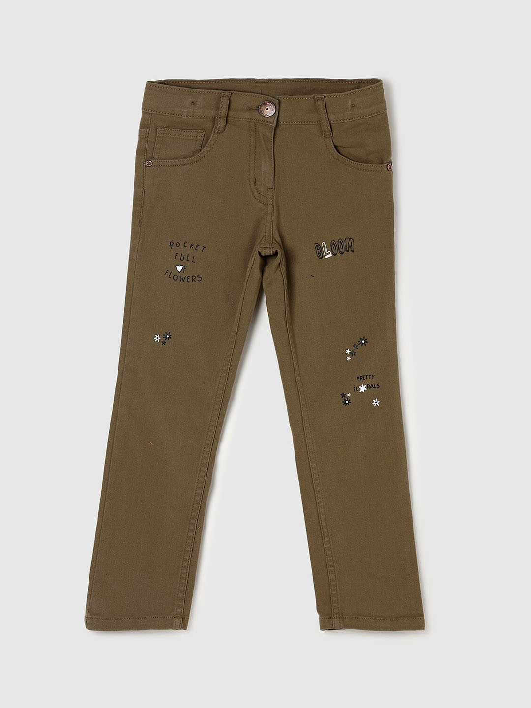 

max Girls Green Printed Trousers