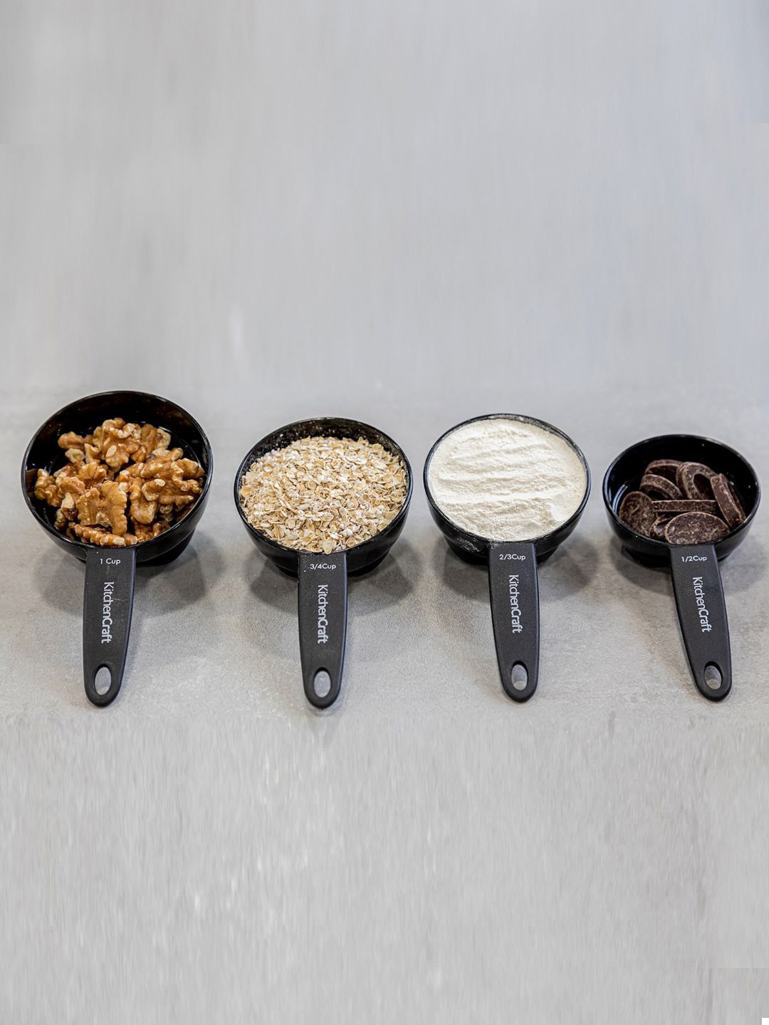 

KitchenCraft Set Of 4 Solid Measuring Cups, Black