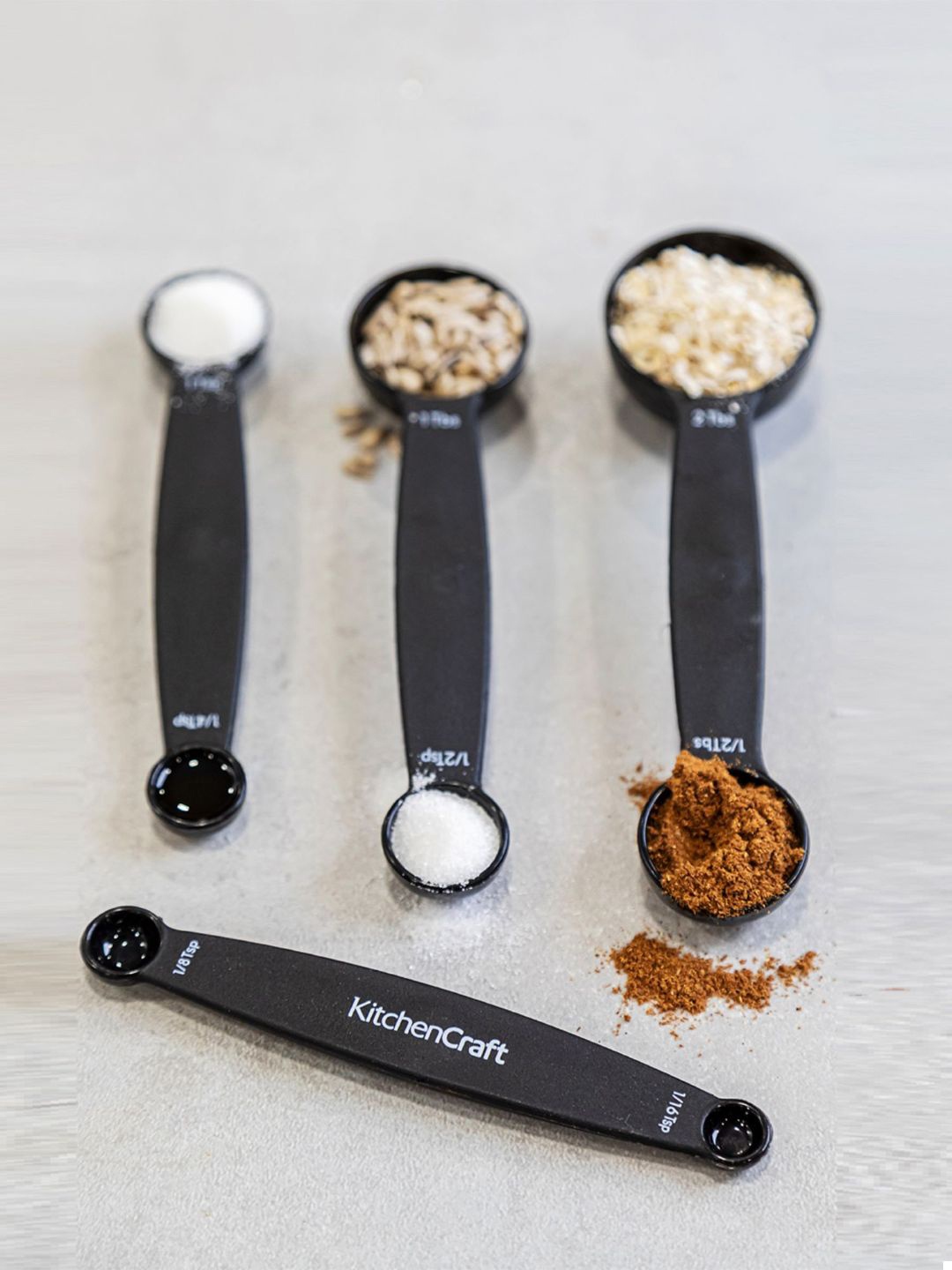 

KitchenCraft Set Of 4 Black Solid Measuring Spoon