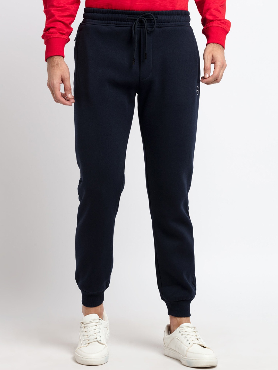 

Status Quo Men Navy Blue Solid Cotton Joggers