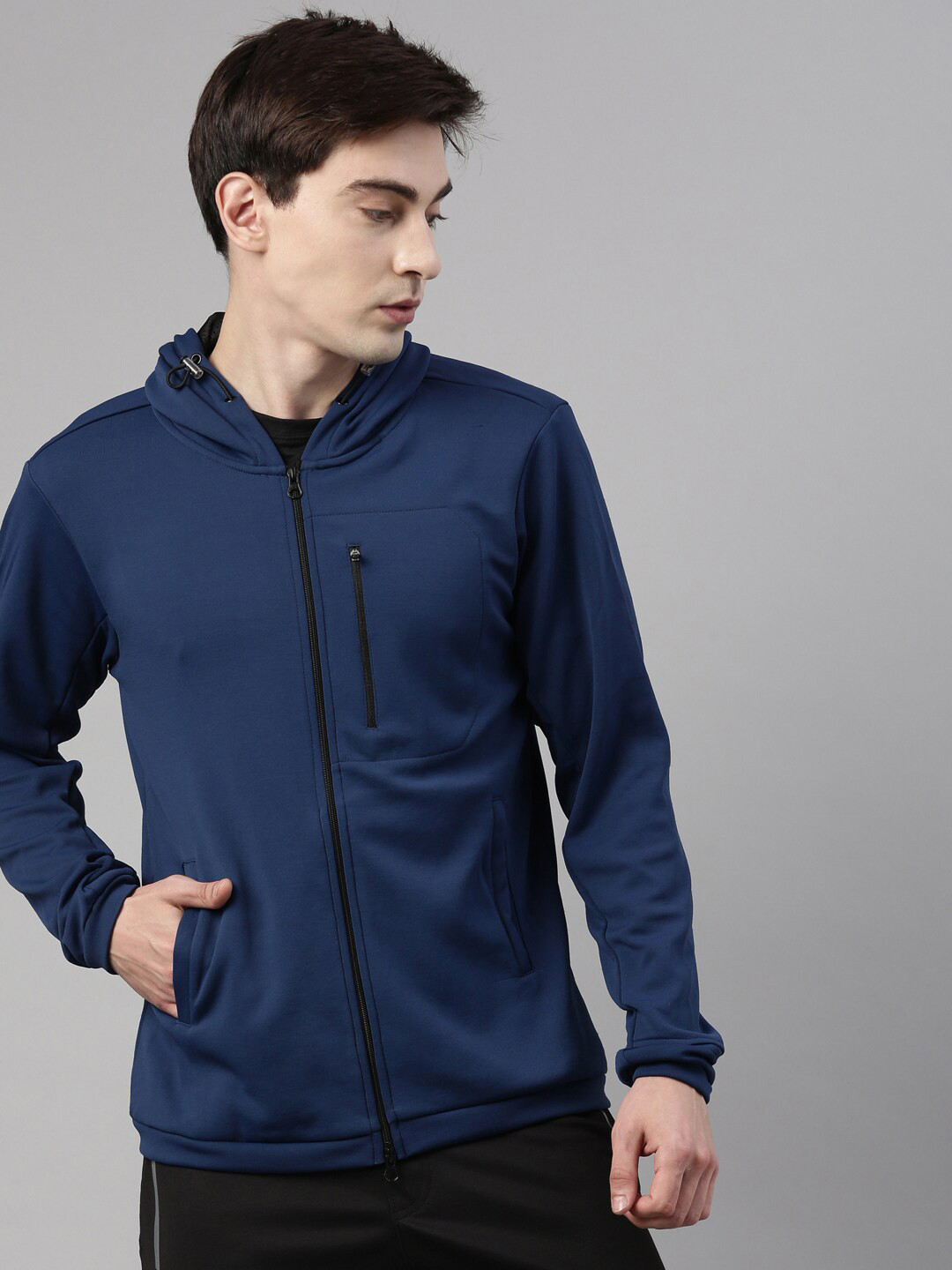 

Proline Active Men Blue Solid Hooded Cotton Sweatshirt