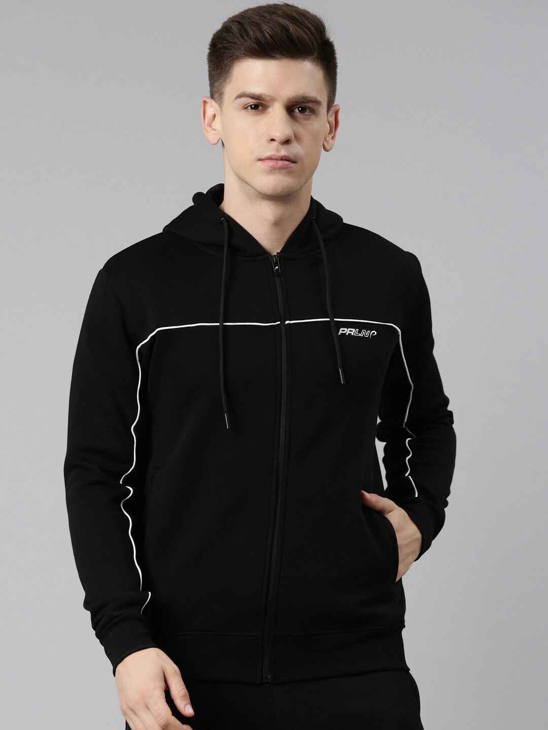 

Proline Active Men Black Solid Hooded Sweatshirt