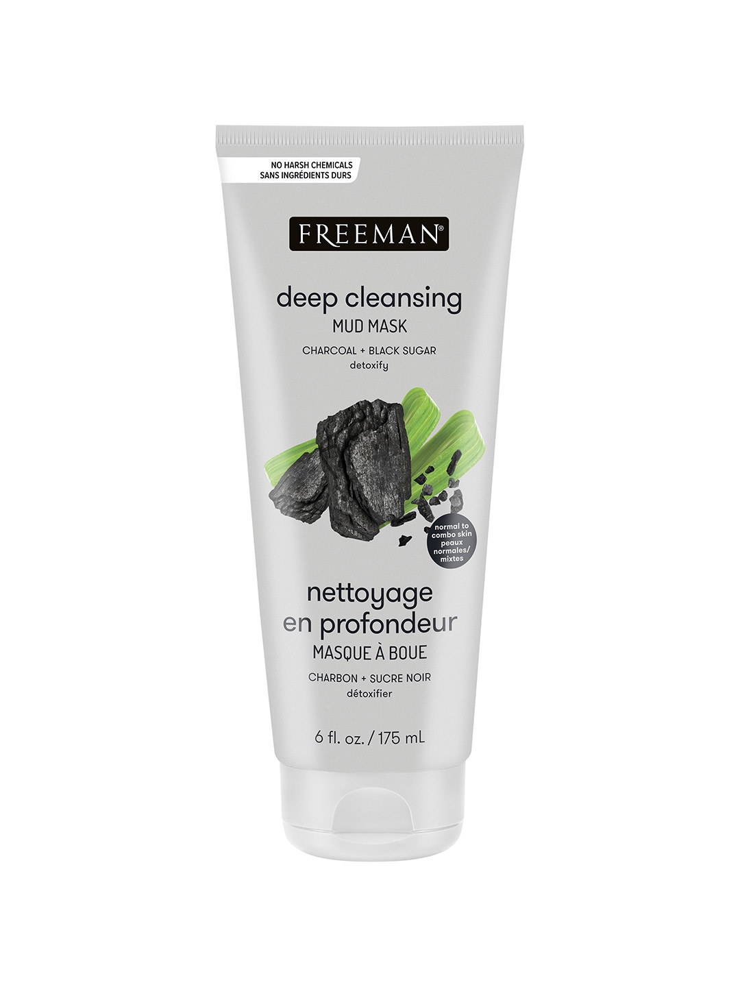 

FREEMAN Deep Cleansing Mud Mask with Charcoal & Black Sugar - 175 ml, Grey