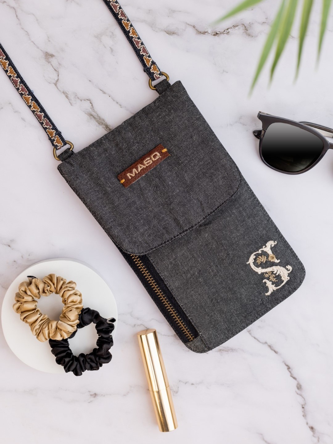 

MASQ Structured Sling Mobile Bag Handbags, Grey