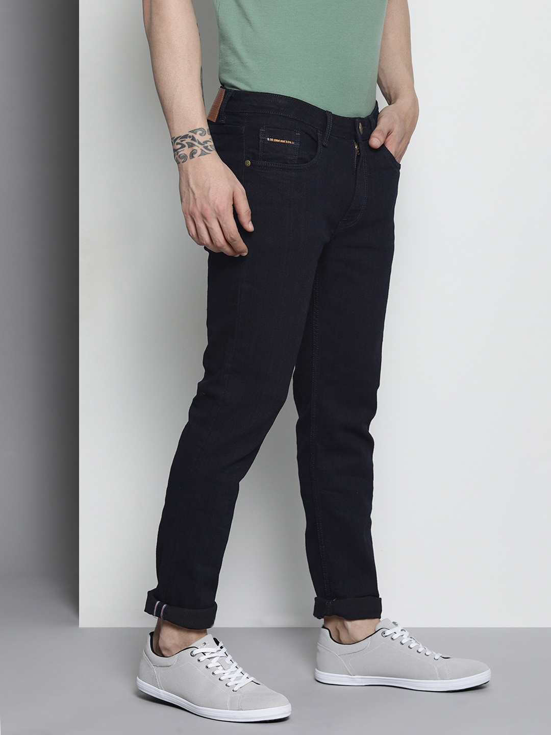 

The Indian Garage Co Men Slim Fit Stretchable Jeans, Navy blue
