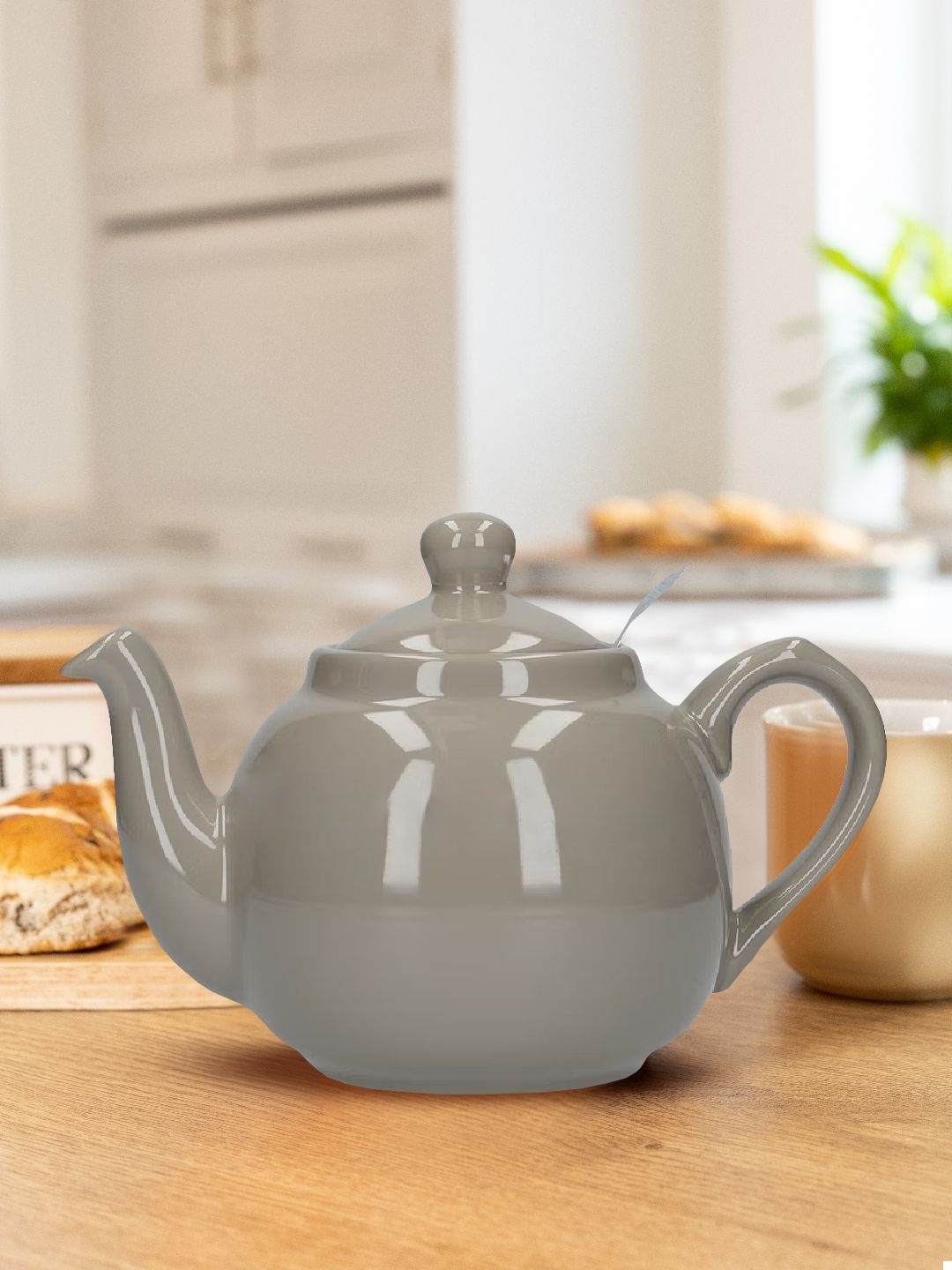 

London Pottery Grey Solid Stoneware Glossy Kettle 1.2 L