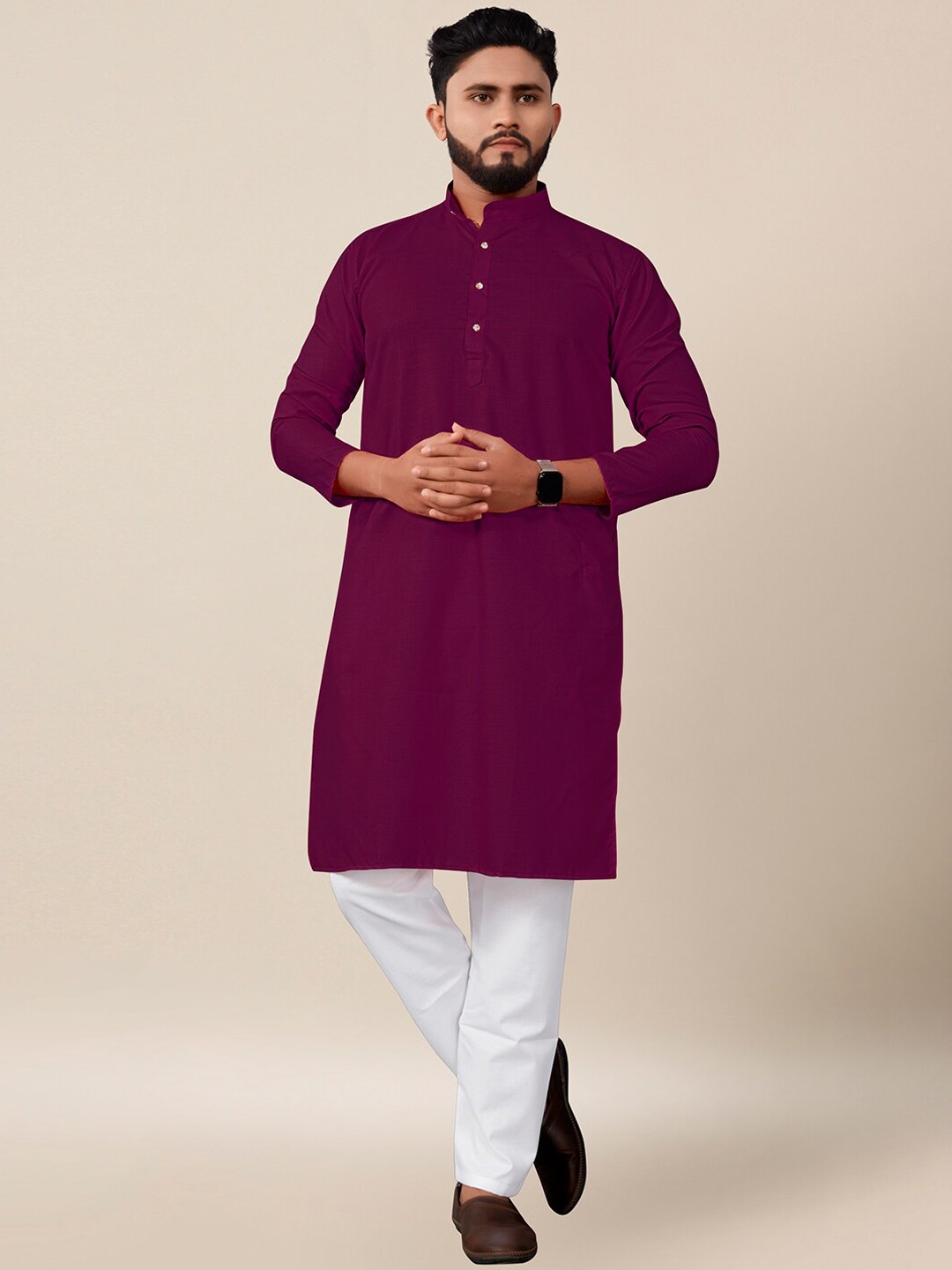 

cbazaar Men Purple Kurta with Trousers