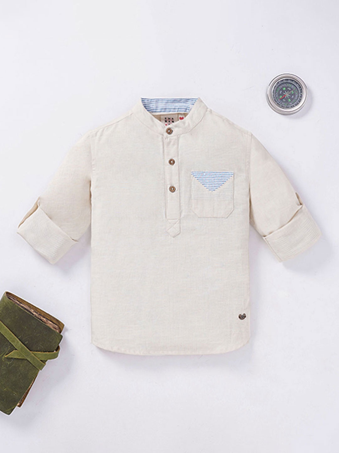 

Ed-a-Mamma Boys Beige Solid Cotton Casual Shirt