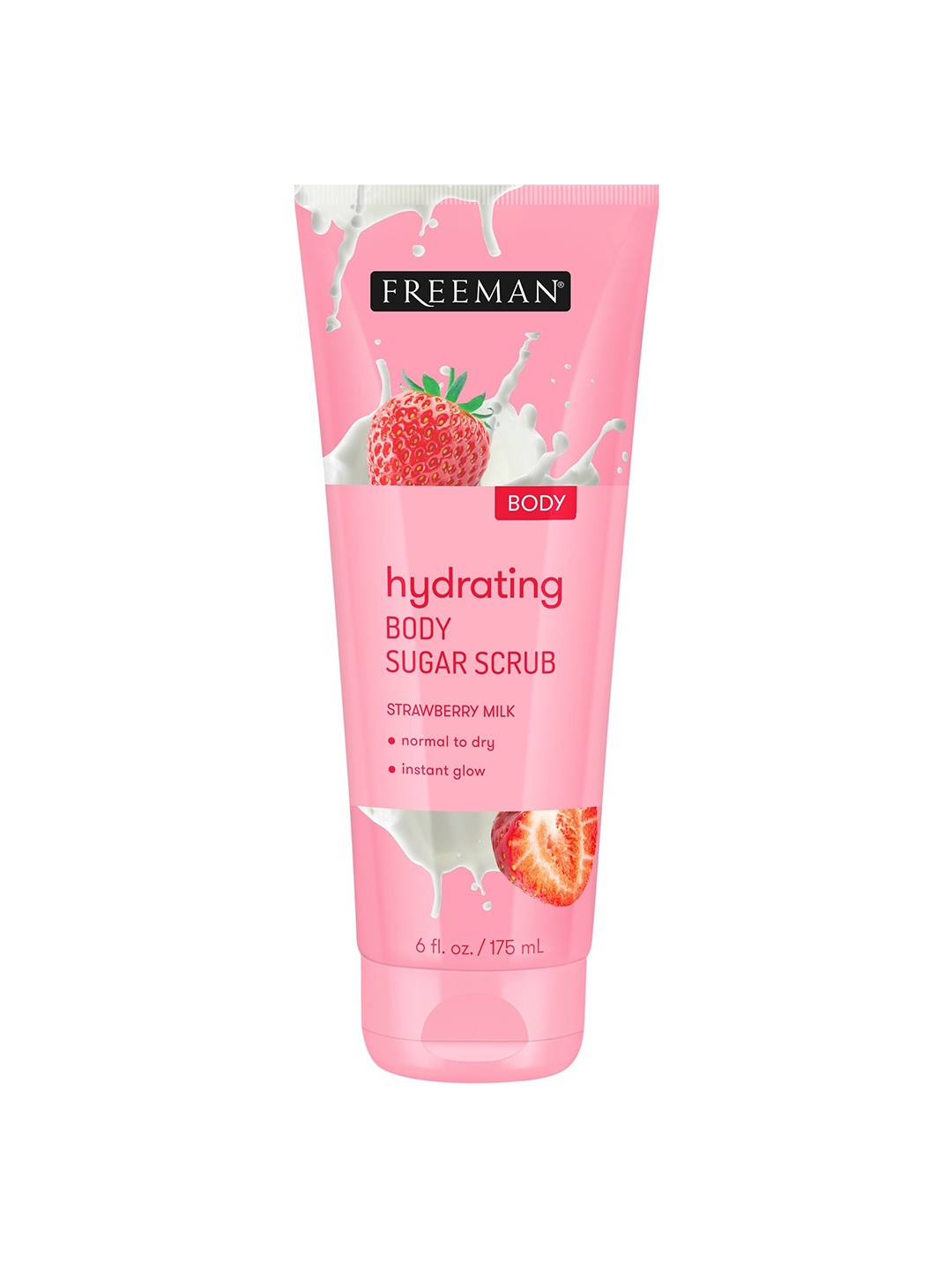 

FREEMAN Hydrating Body Sugar Scrub with Strawberry Milk - 175 ml, Pink