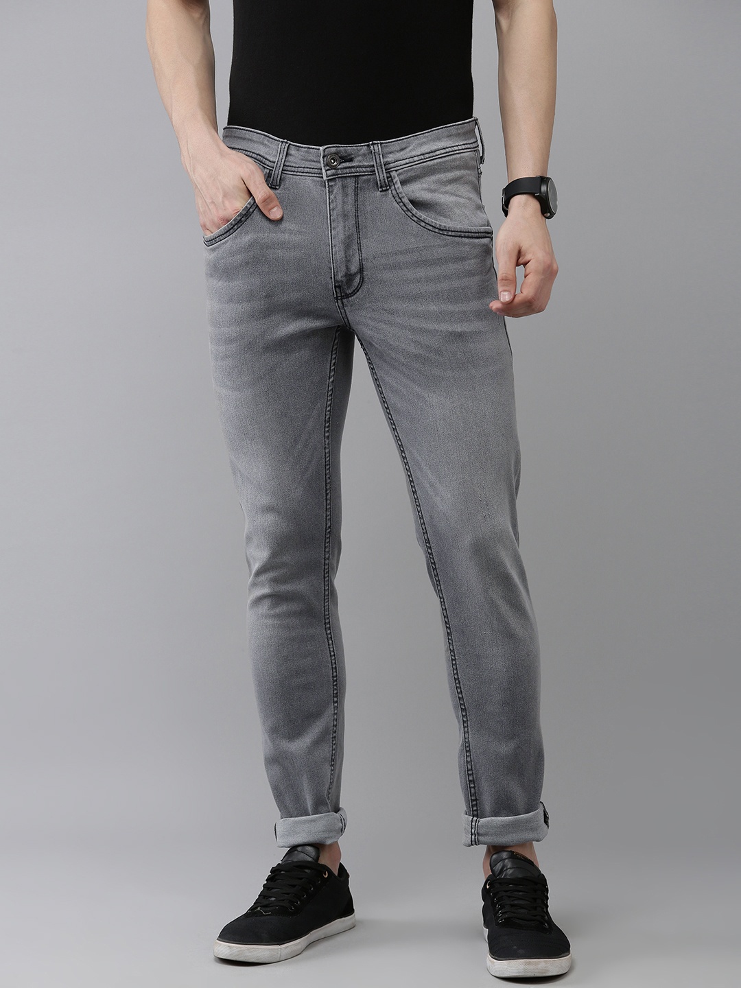 

VAN HEUSEN DENIM LABS Men Slim Fit Light Fade Stretchable Jeans, Grey