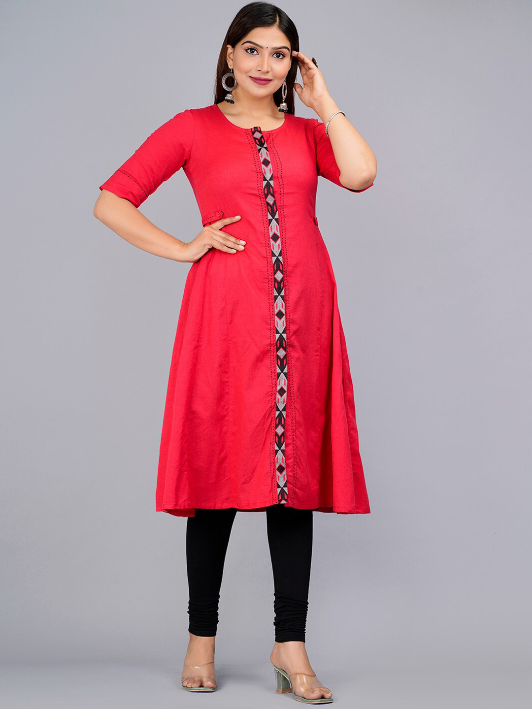 

HERE&NOW Women Red Solid A-Line Kurta