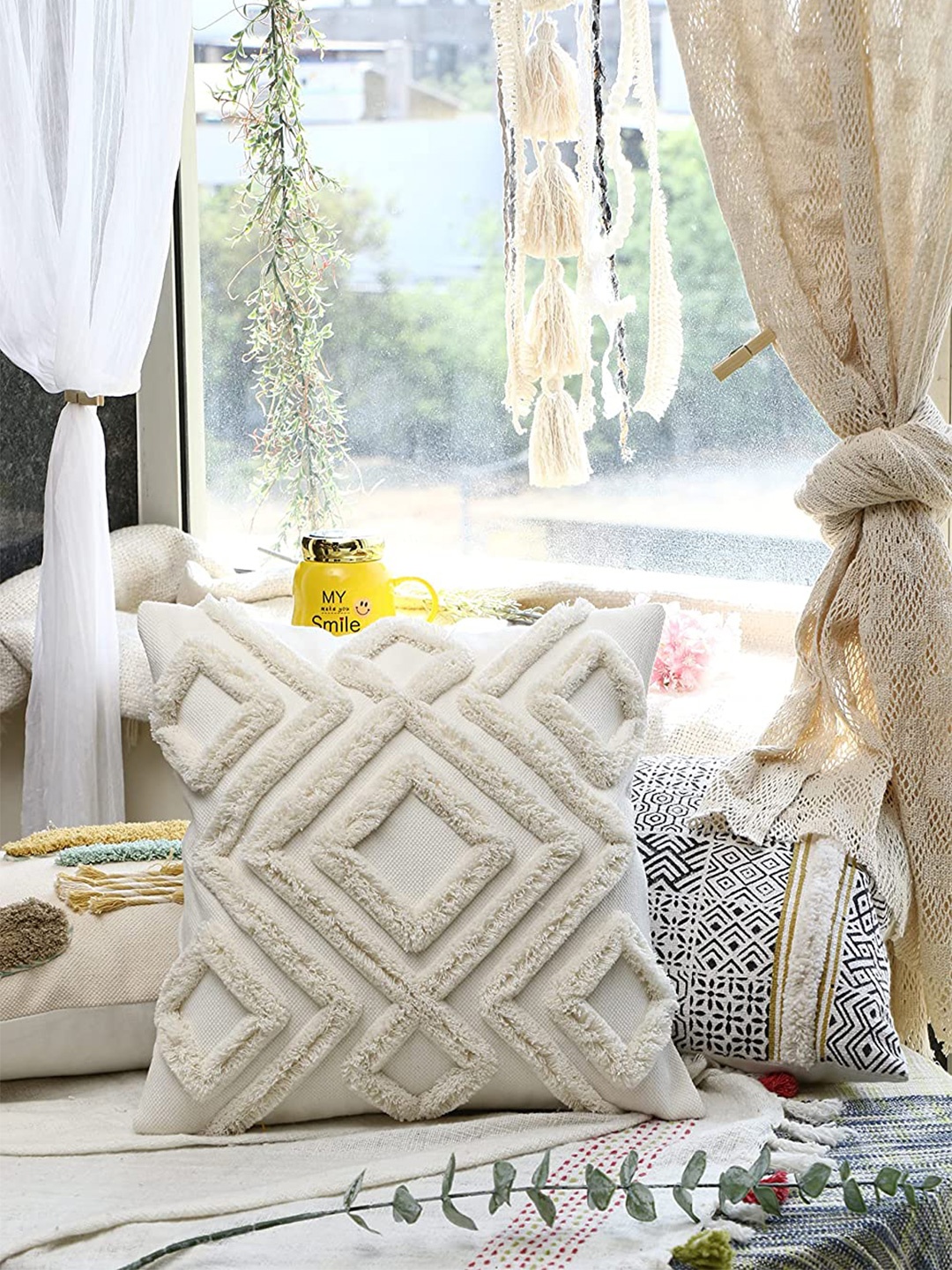 

HERE&NOW White Square Cotton Cushion Covers