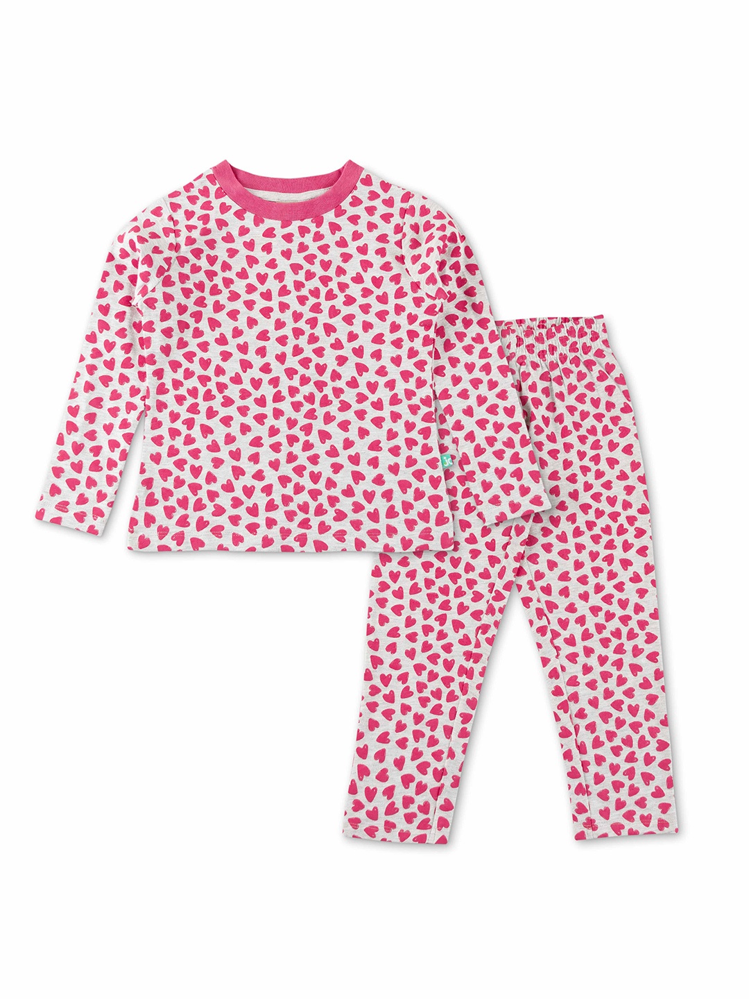 

JusCubs Girls Pink & White Conversational Printed Pure Cotton T-shirt with Pyjamas