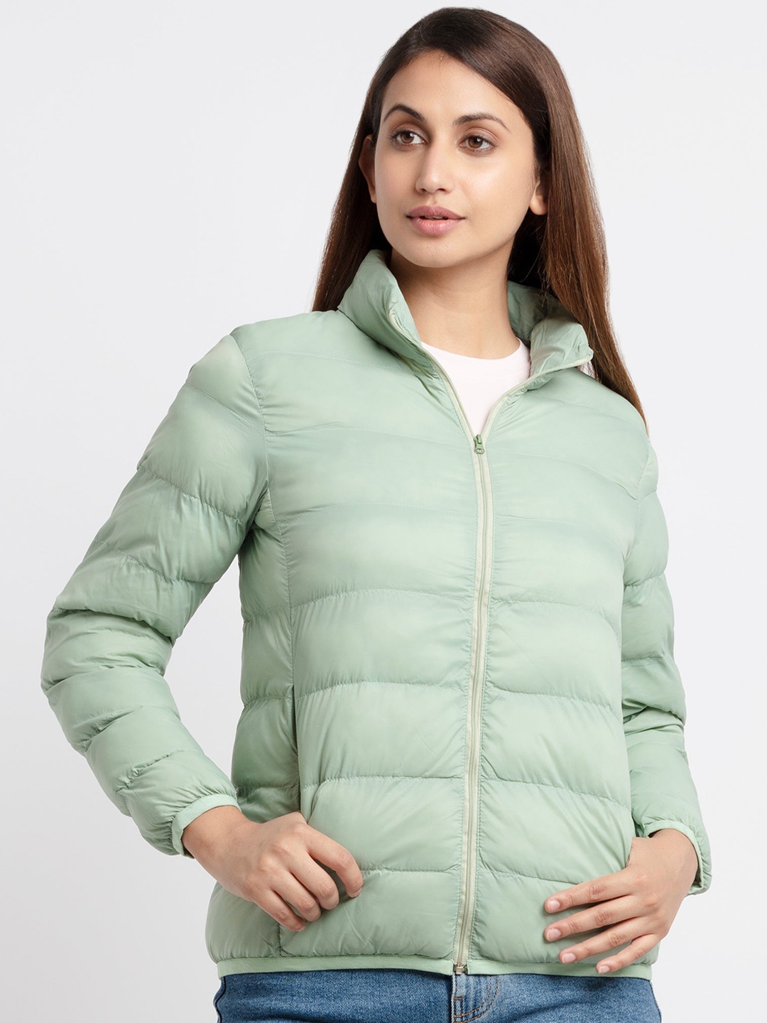 

Status Quo Women Sea Green Puffer Jacket