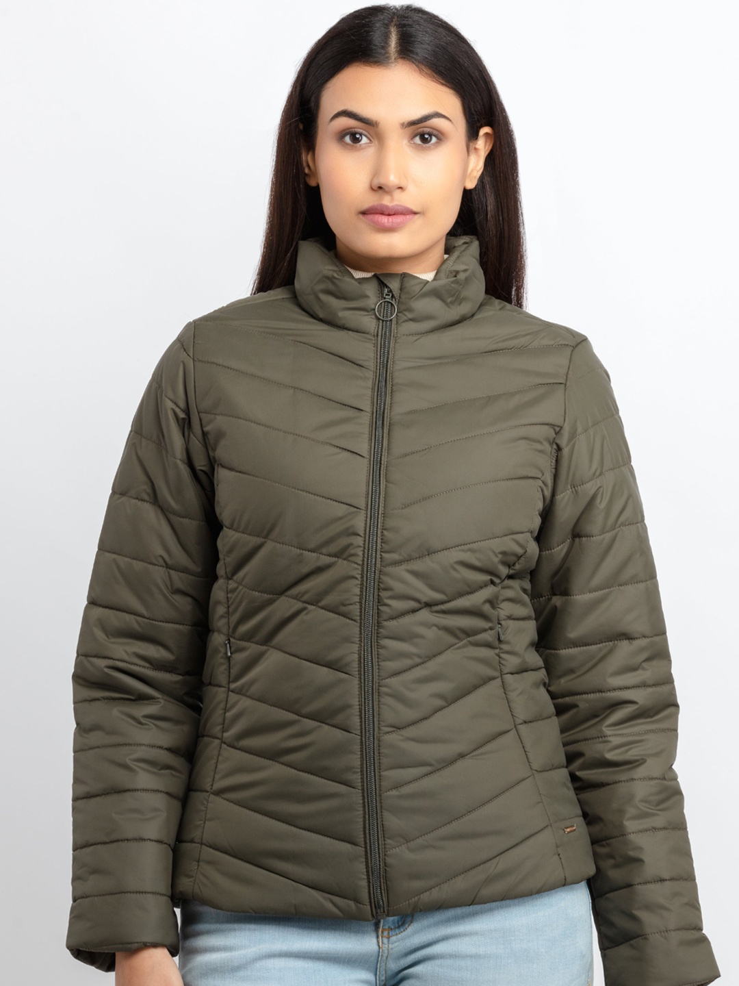 

Status Quo Women Olive Green Padded Jacket