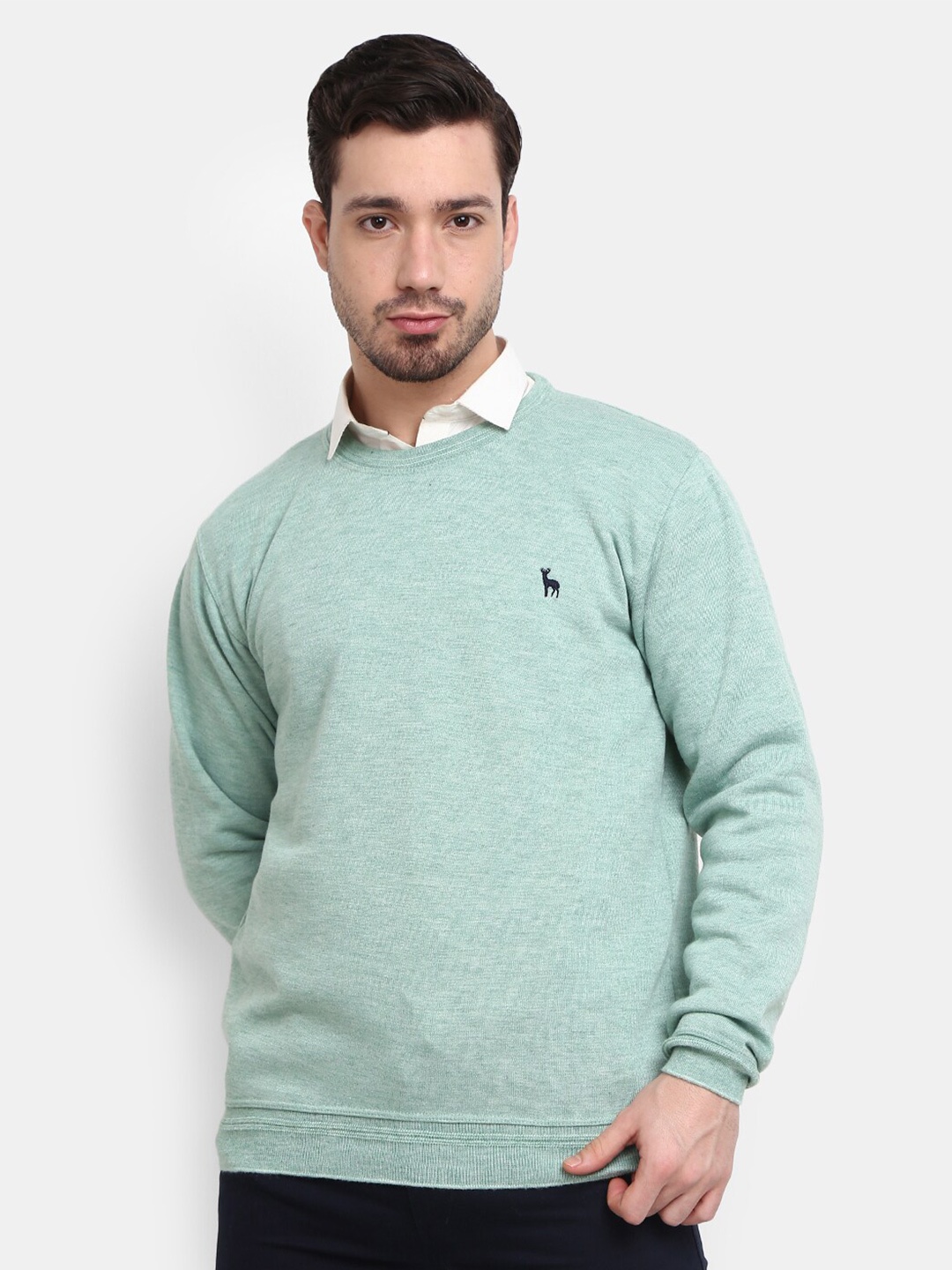 

V-Mart Men Sea Green Round Neck Sweatshirt