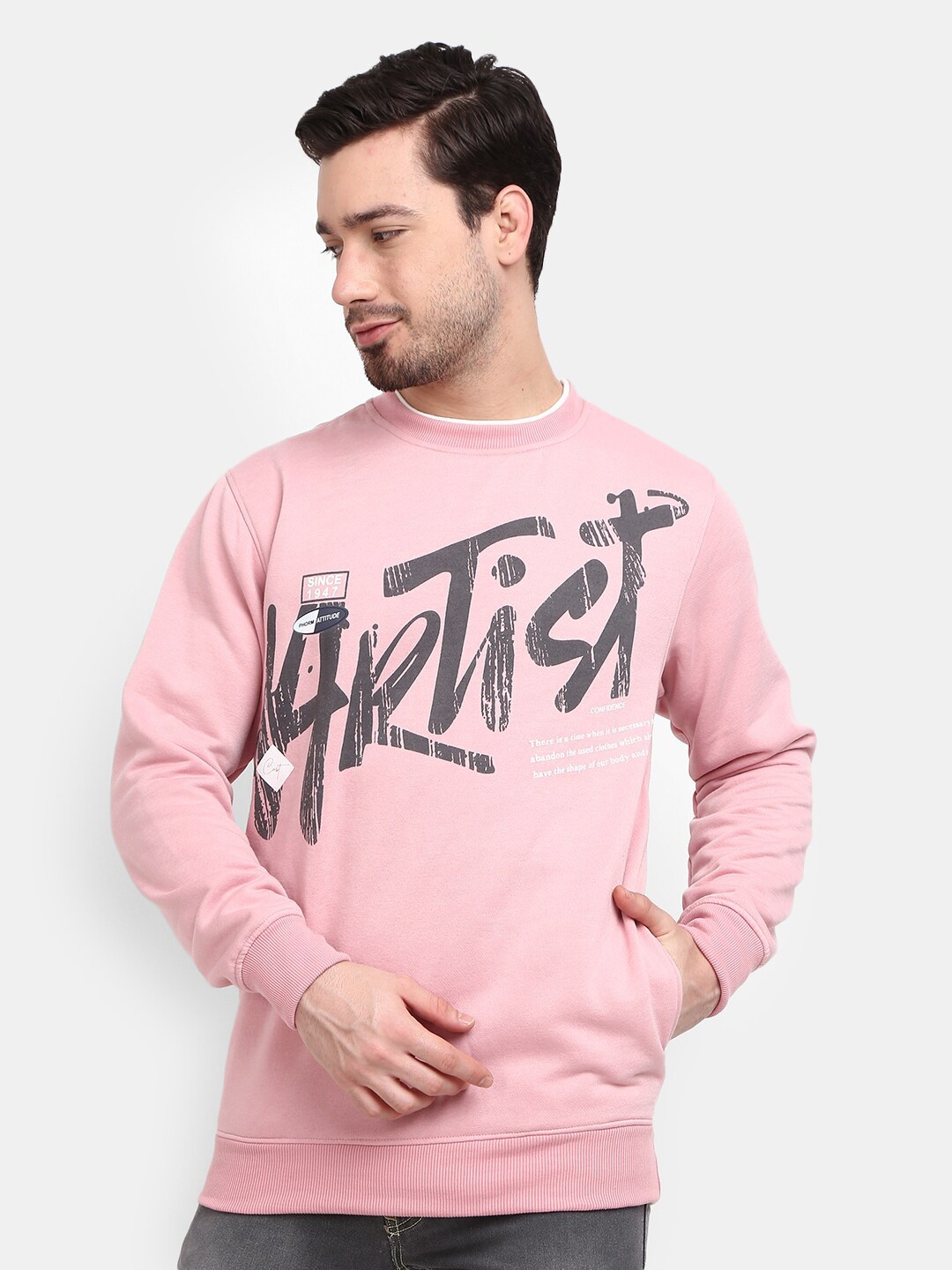 

V-Mart Men Pink Typography Printed Fleece Sweatshirt