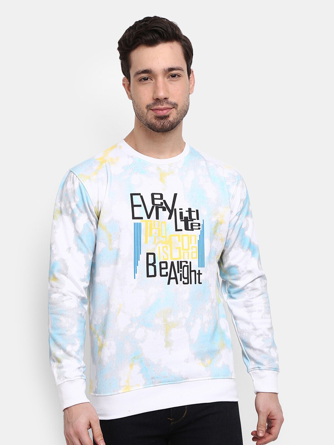 

V-Mart Men White & Blue Typography Printed Fleece Sweatshirt