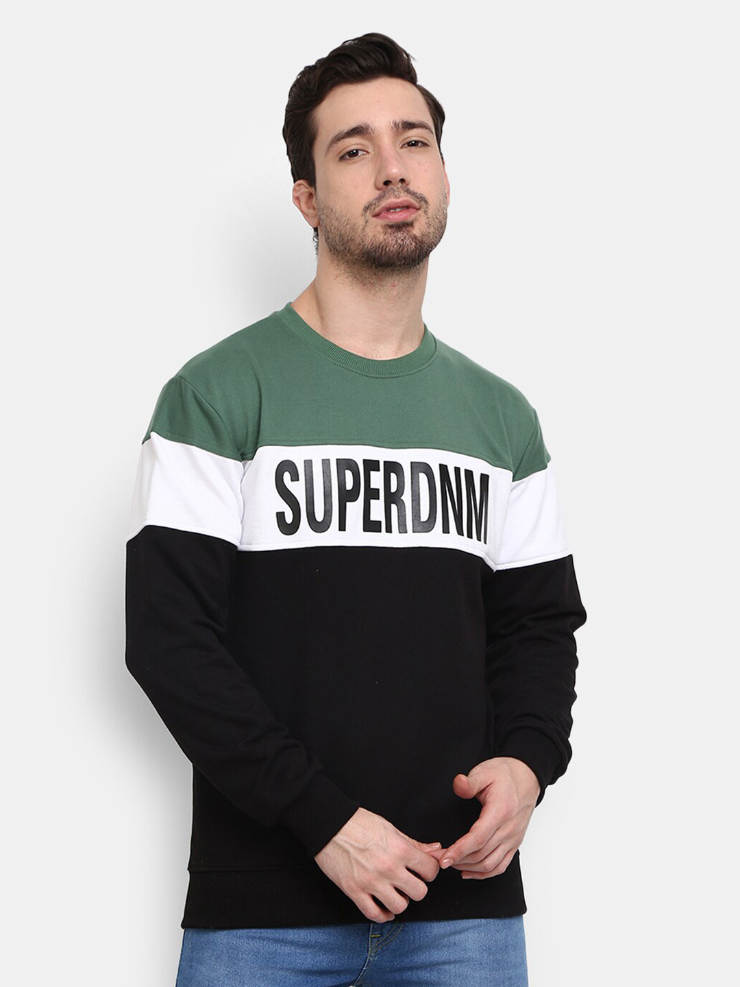 

V-Mart Men Green Printed Fleece Sweatshirt