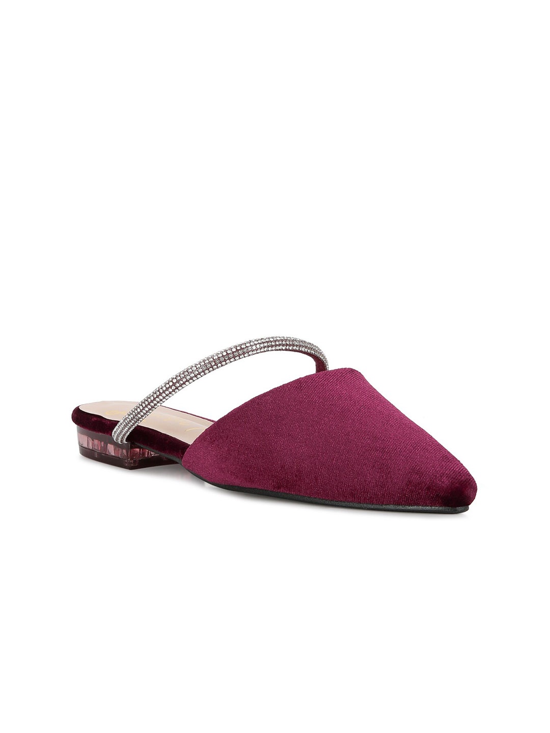 

London Rag Women Burgundy Embellished Mules Flats