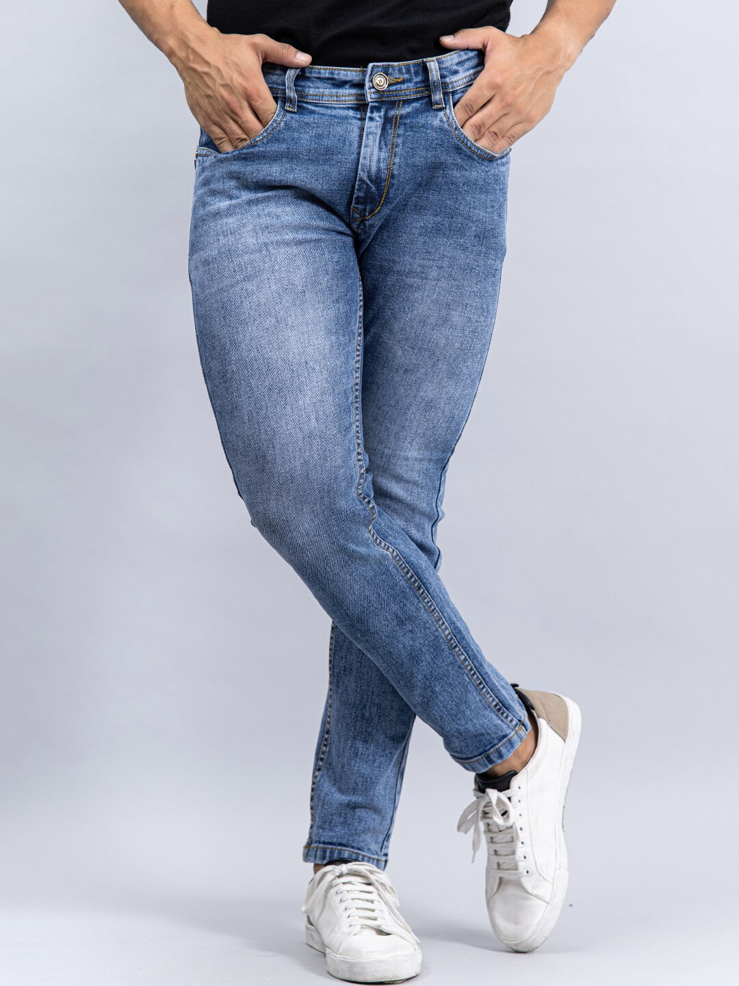 

Tistabene Men Blue Comfort Slim Fit Heavy Fade Stretchable Jeans
