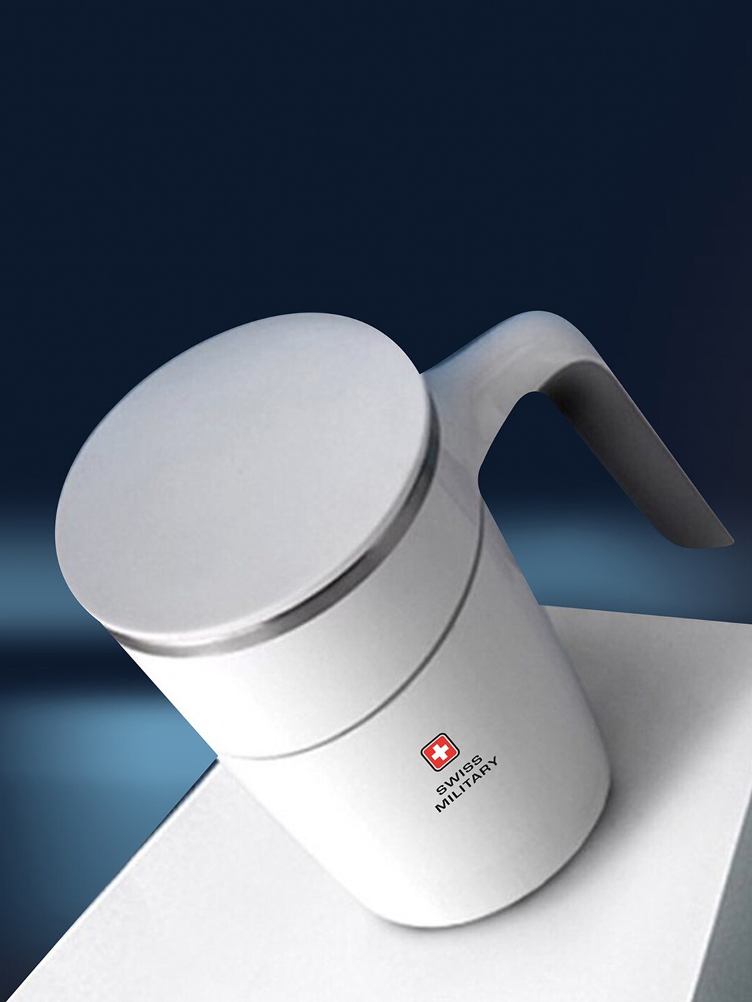 

SWISS MILITARY White & Black Dishwasher Safe Printed Stainless Steel Glossy Mug 470 ml