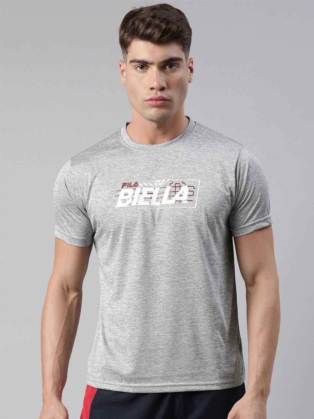 

FILA Men Grey Typography Printed Round Neck T-shirt