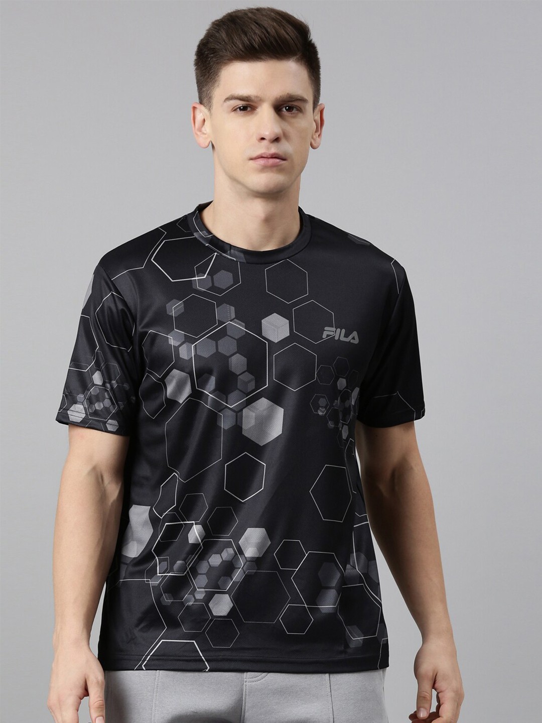 

FILA Men Black Printed Round Neck T-shirt