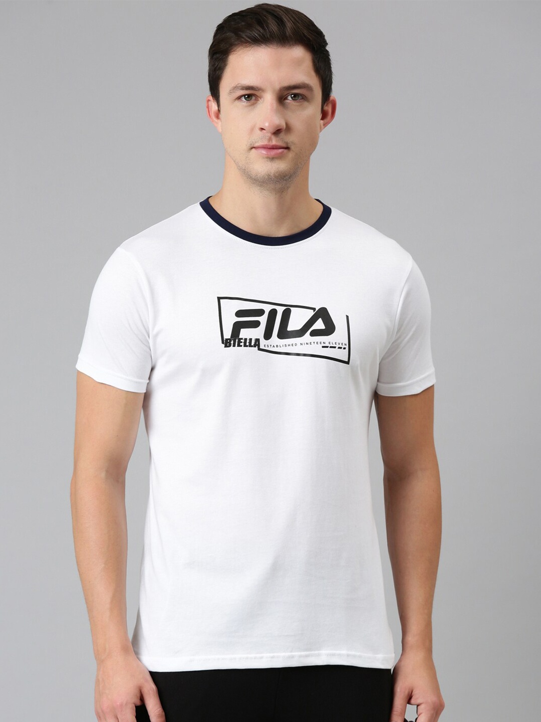 

FILA Men White Typography Printed Organic Cotton T-shirt