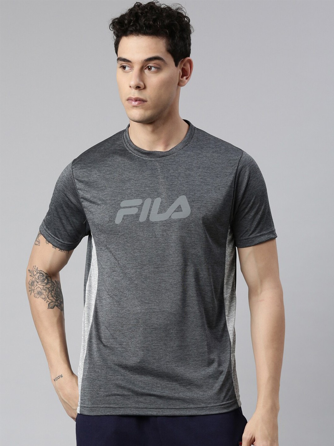 

FILA Men Grey Typography Printed T-shirt